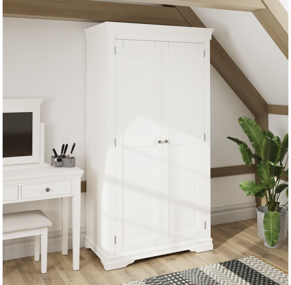 Whitecliff White 2 Door Full Hanging Wardrobe – Furniture From Readers  Interiors Uk Intended For Double Rail White Wardrobes (Gallery 13 of 20)