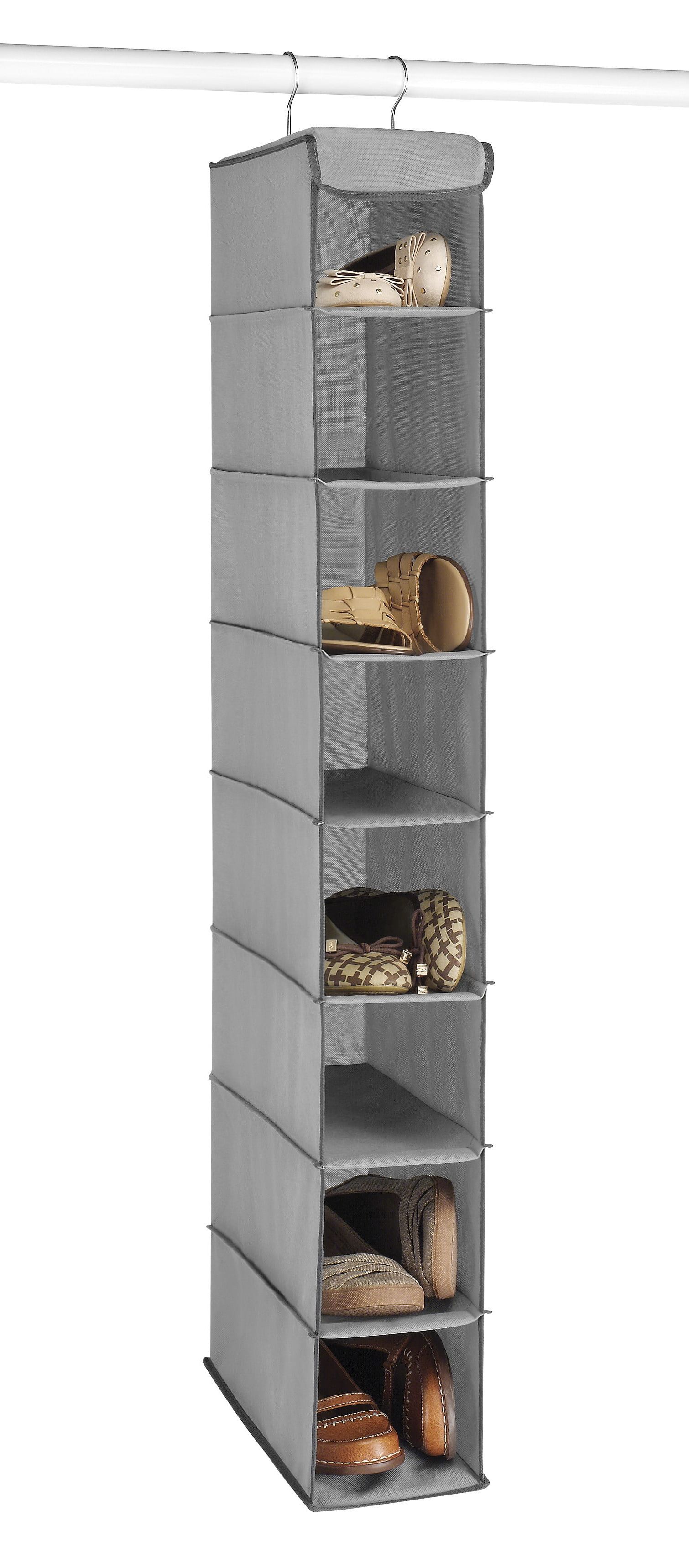 Whitmor Hanging Shoe Shelves Closet Organizer – 8 Section – Gray – Ppnw –  Walmart With Regard To Wardrobes Shoe Storages (Gallery 15 of 20)