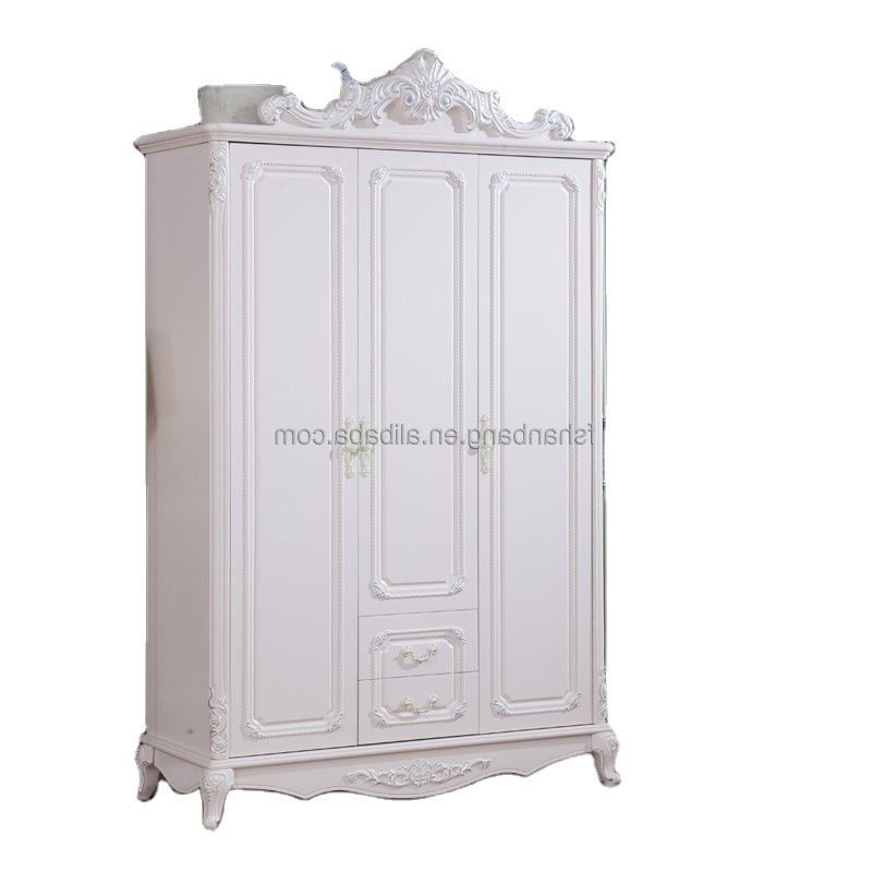 Wholesale White Antique French European Style 3 Door Carved Wooden Wedding  Bedroom Furniture Clothes Cabinet Wardrobe From M (View 8 of 20)