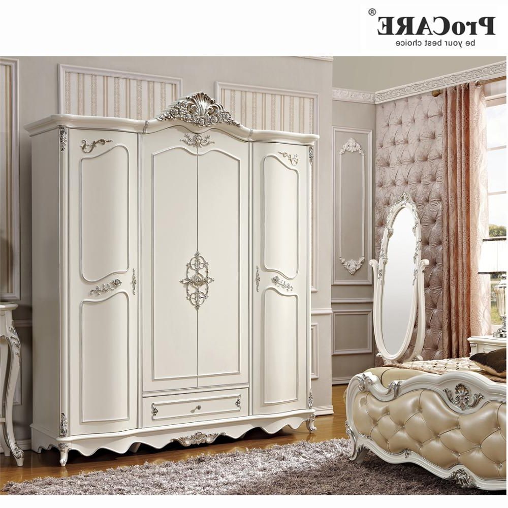 Wholesale Wood Vintage Design Armoire Wardrobe White Colour High Class  Solid Bedroom Furniture Home Furniture Wooden 4 Doors Antique 1 Set From  M (View 14 of 20)