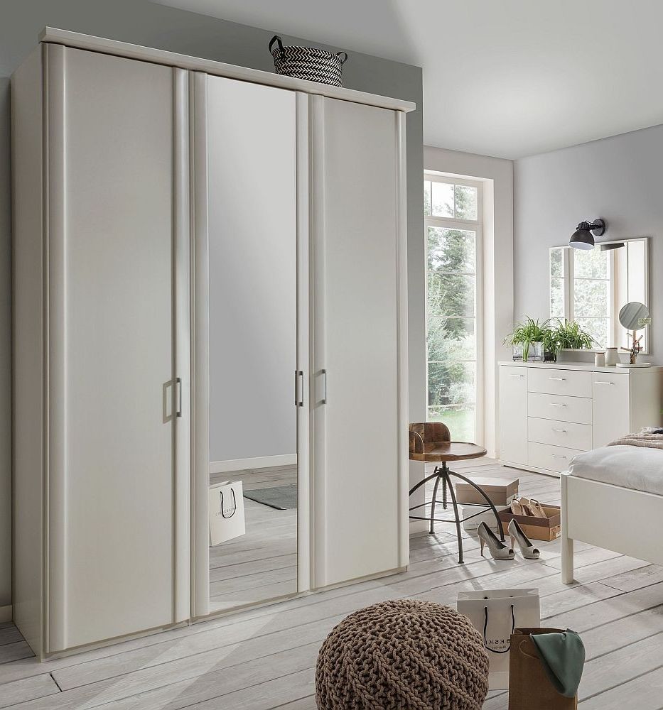 Wiemann Bern 3 Door Mirror Wardrobe In White – W 150cm – Cfs Furniture Uk Regarding Single White Wardrobes With Mirror (View 12 of 20)