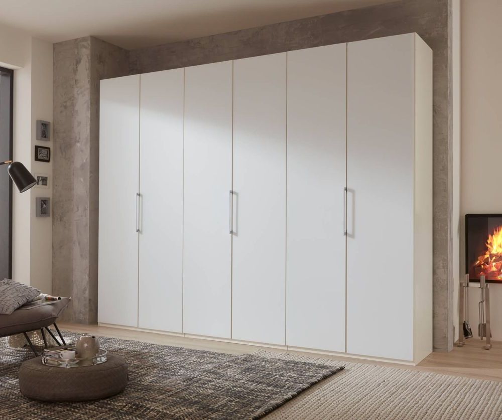 Wiemann Glasgow Pebble Grey Matt Glass 6 Door Hinged Wardrobe | Beds Direct  Uk Inside 6 Door Wardrobes (View 16 of 20)