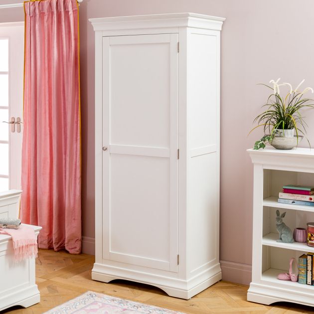Wilmslow White Painted 1 Door Single Wardrobe | The Furniture Market Regarding Single Wardrobes (View 11 of 20)