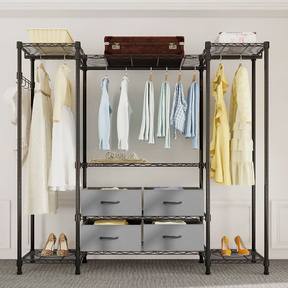 Wire Garment Rack Heavy Duty Clothes Rack, Portable Closet Organizer – On  Sale – Bed Bath & Beyond – 38295128 Inside Wire Garment Rack Wardrobes (View 5 of 20)