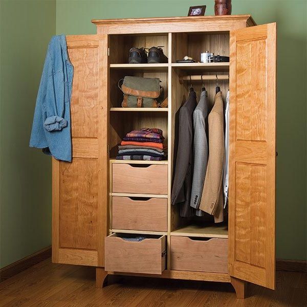 Woodcraft Magazine – Traditional Cherry Wardrobe – Paper Plan | Wood  Furniture Plans, Wardrobe Design Bedroom, Small Closet Makeover In Wardrobes In Cherry (View 5 of 20)