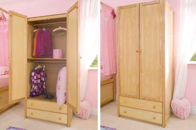 Wooden Double Combi Wardrobe | Childrens Bed Centres Intended For Combi Wardrobes (View 17 of 20)