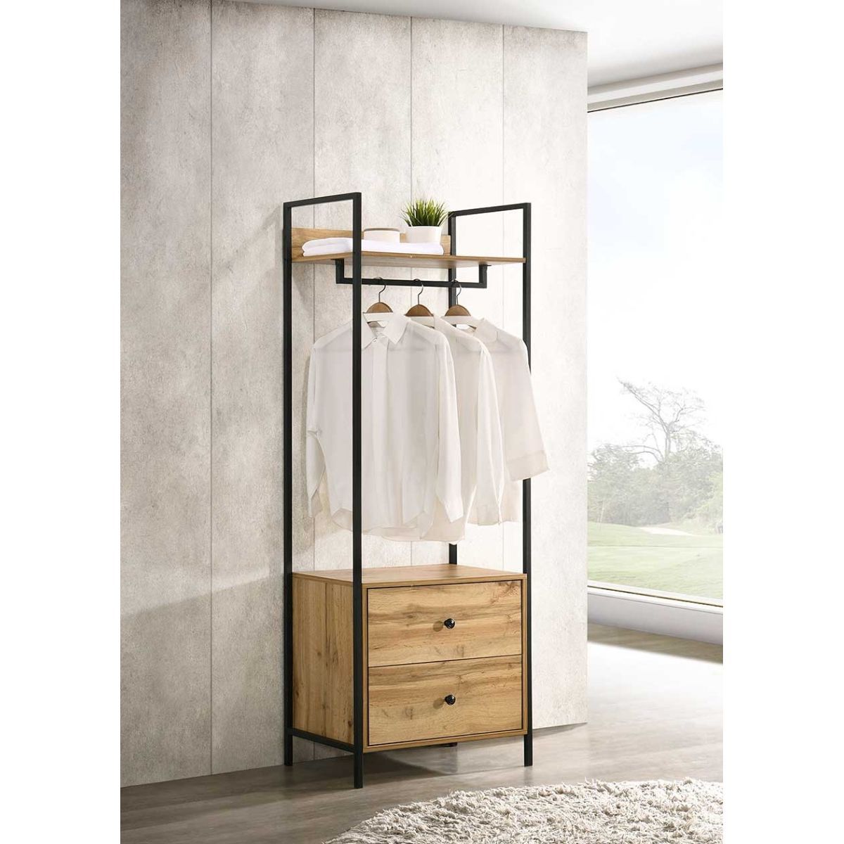 Zahra Bedroom Open Wardrobe With 2 Drawers Throughout Wardrobes With Two Drawers (Gallery 6 of 20)