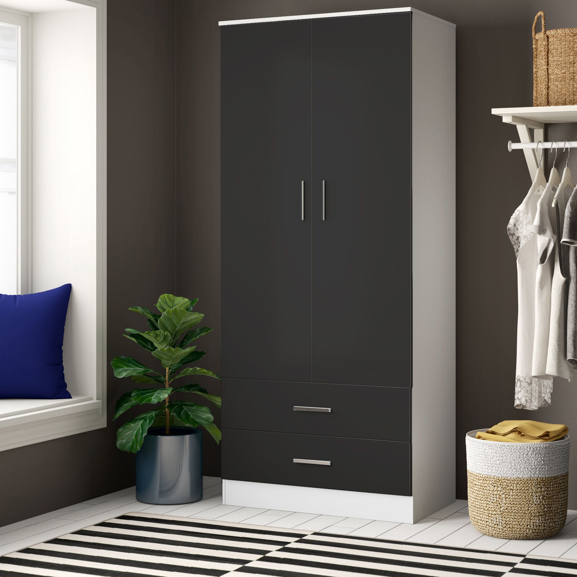 Zipcode Design Eva 2 Door Manufactured Wood Wardrobe & Reviews |  Wayfair.co (View 7 of 20)