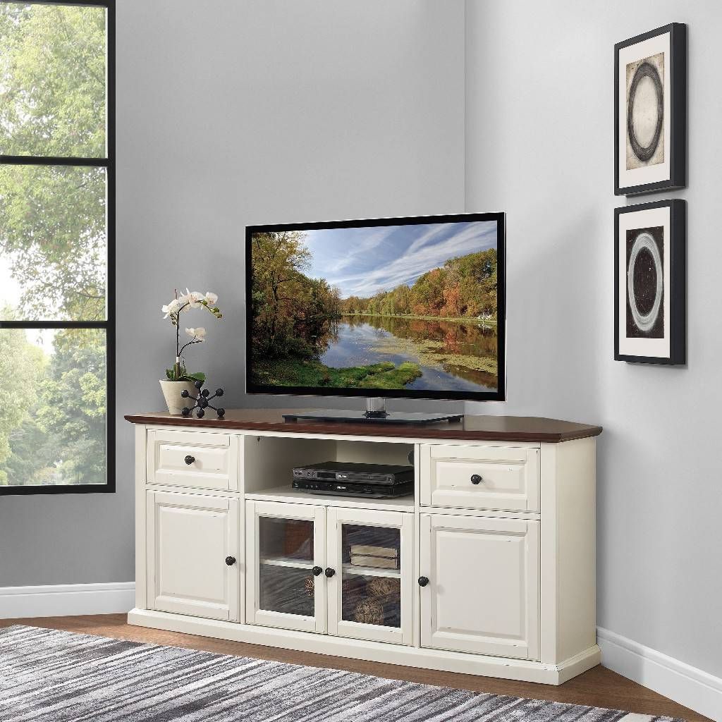 60" Corner Tv Stand White – Crosley Cf1000260 Wh Pertaining To White Tv Stands Entertainment Center (Gallery 11 of 20)