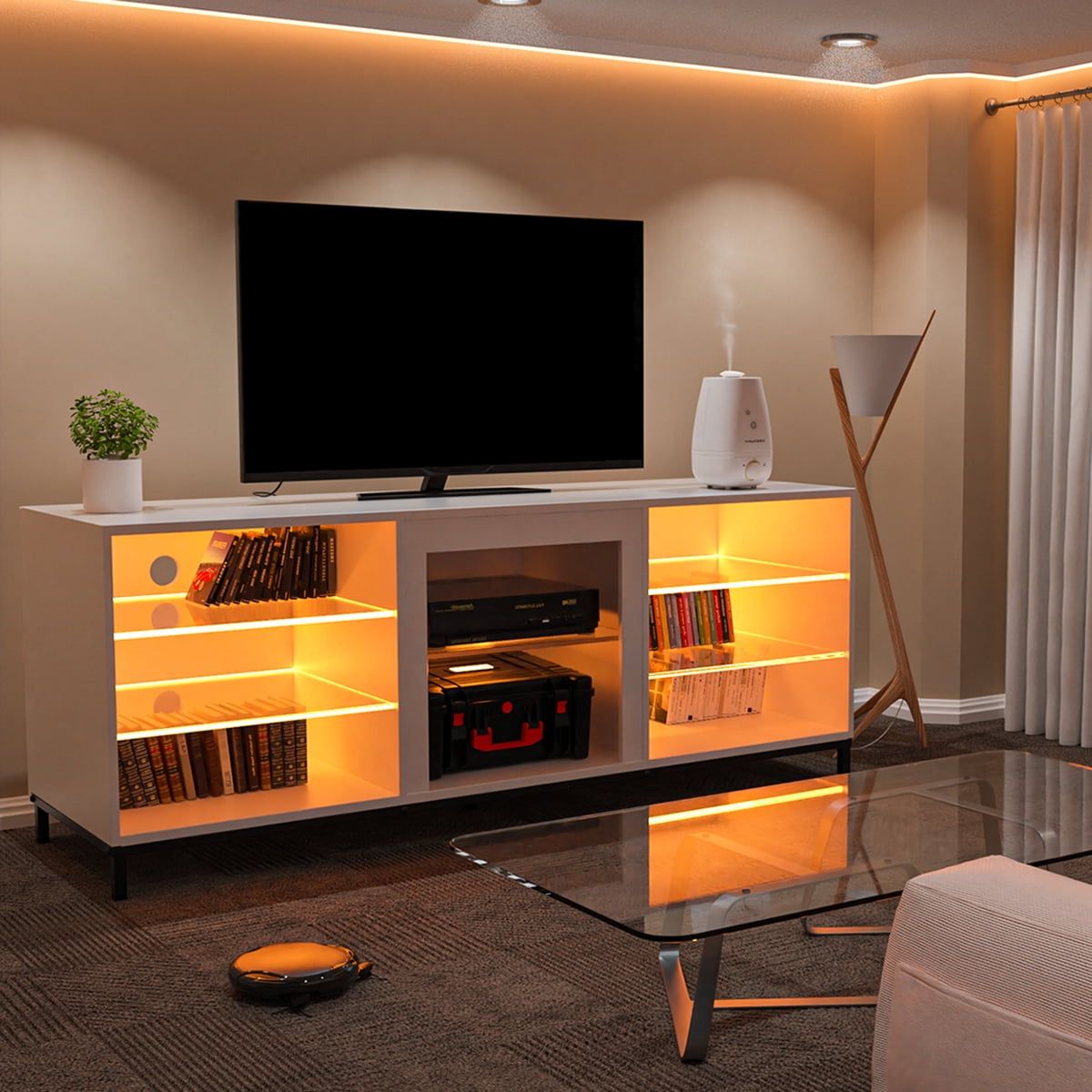 63 Tv Stand For Tvs Up To 70 Wlights Modern Led, India | Ubuy Throughout Tv Stands With Lights (View 12 of 20)