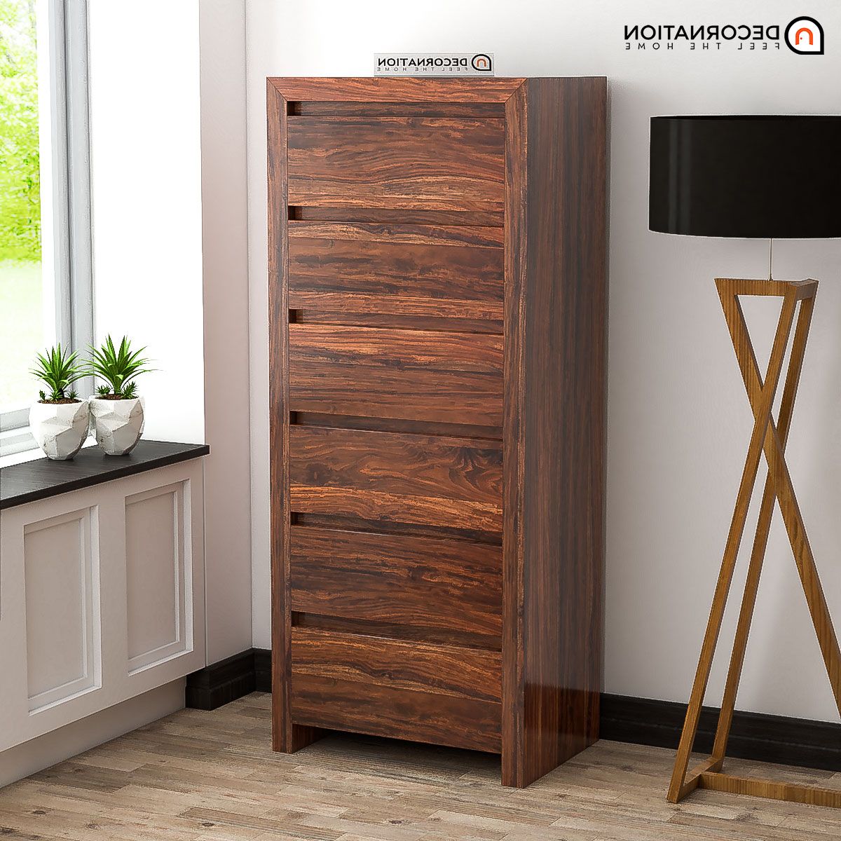 Adara Wooden Storage Cabinet – Natural Finish – Decornation Regarding Wood Cabinet With Drawers (View 3 of 20)