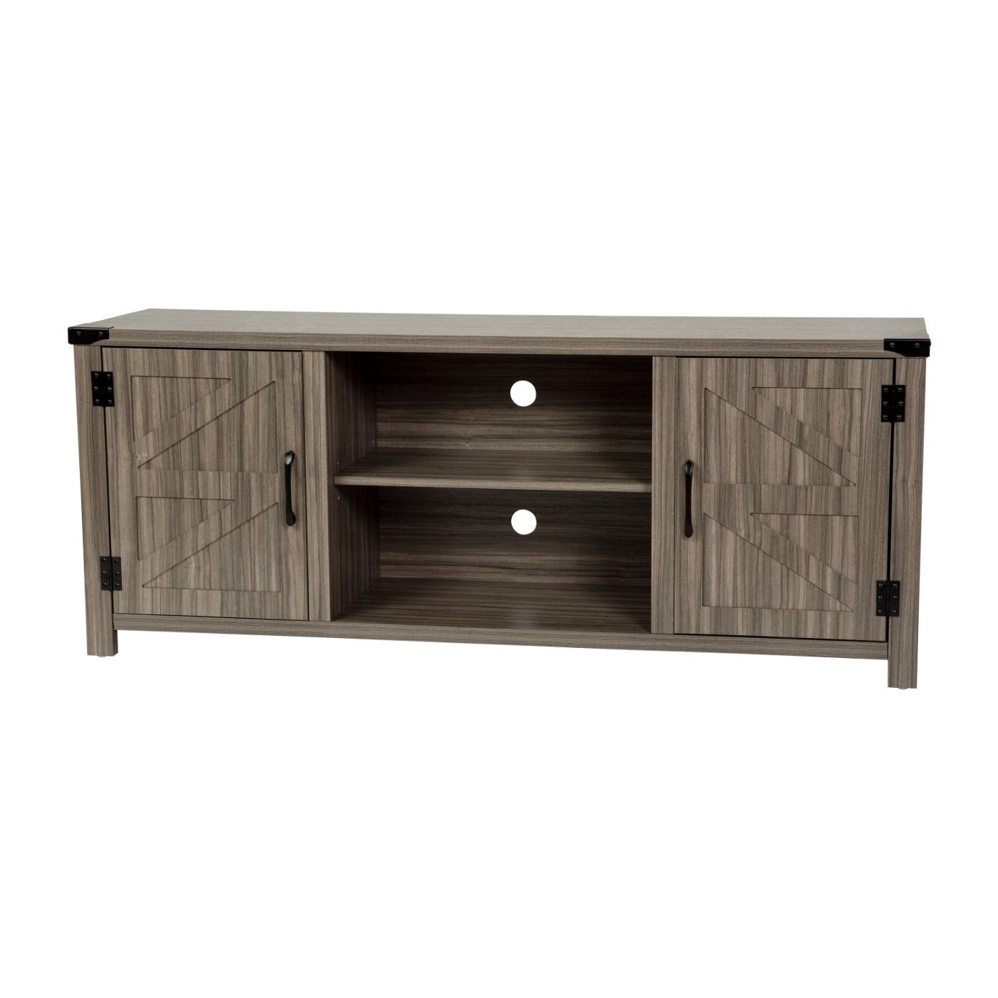 Ayrith Modern Farmhouse Barn Door Tv Stand – Gray Wash Oak For Tv's Up To  65 Inches – 59" Entertainment Center With Adjustable Shelf With Modern Farmhouse Barn Tv Stands (View 7 of 20)