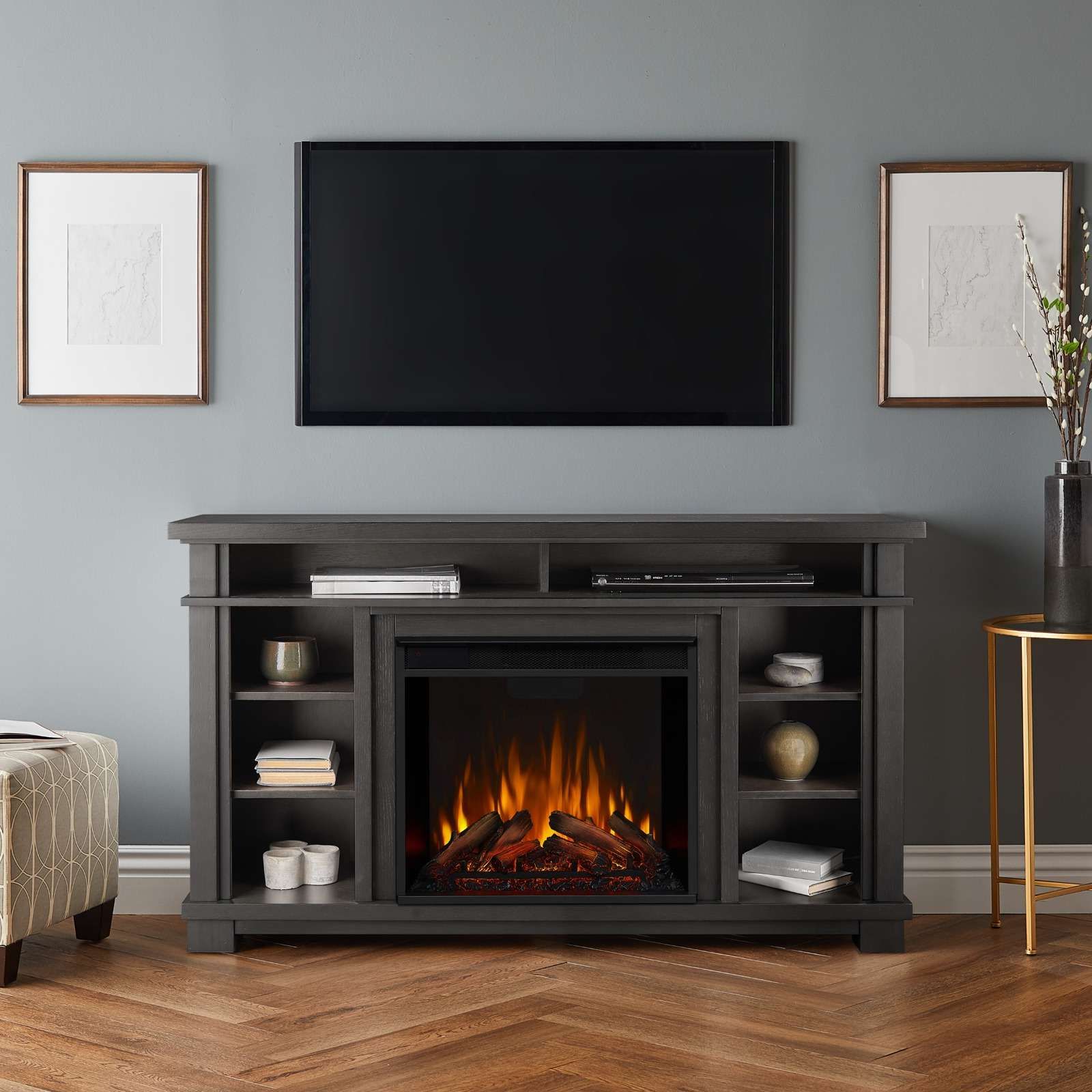 Belford Electric Fireplace Media Console – Real Flame® In Modern Fireplace Tv Stands (View 6 of 20)