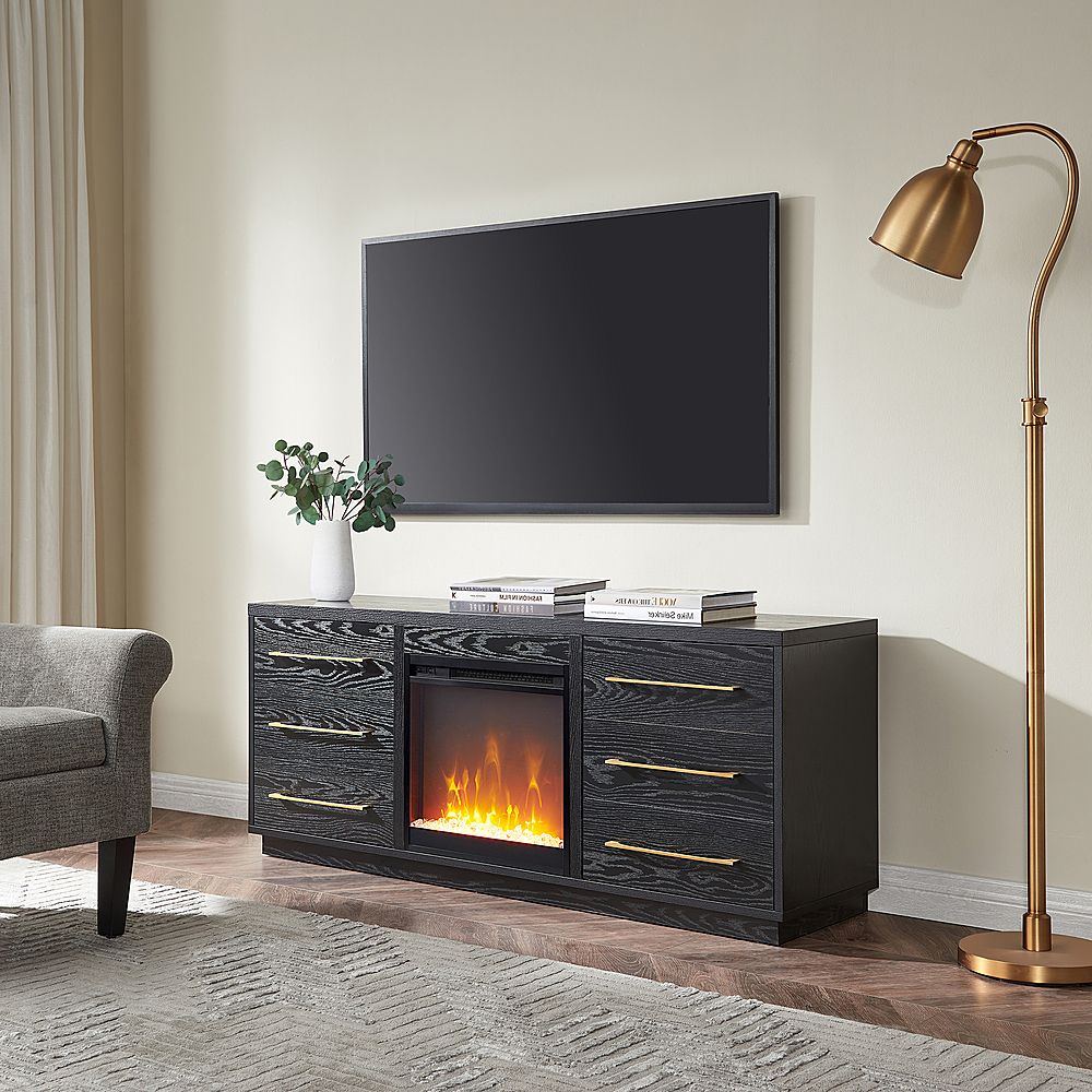Best Buy: Camden&wells Greer Crystal Fireplace Tv Stand For Most Tvs Up To  65" Black Grain Tv1506 Regarding Modern Fireplace Tv Stands (View 8 of 20)
