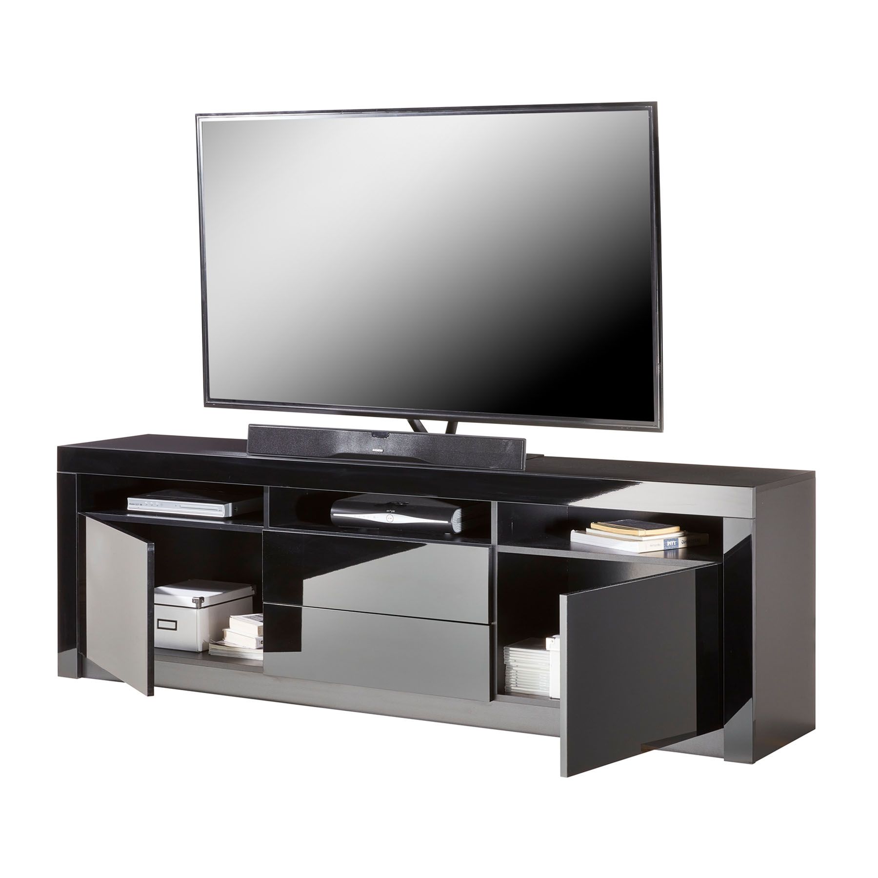 Black Tv Cabinet With Drawers & Rgb Lights For Up To 85″ Screens Throughout Black Rgb Entertainment Centers (Gallery 20 of 20)
