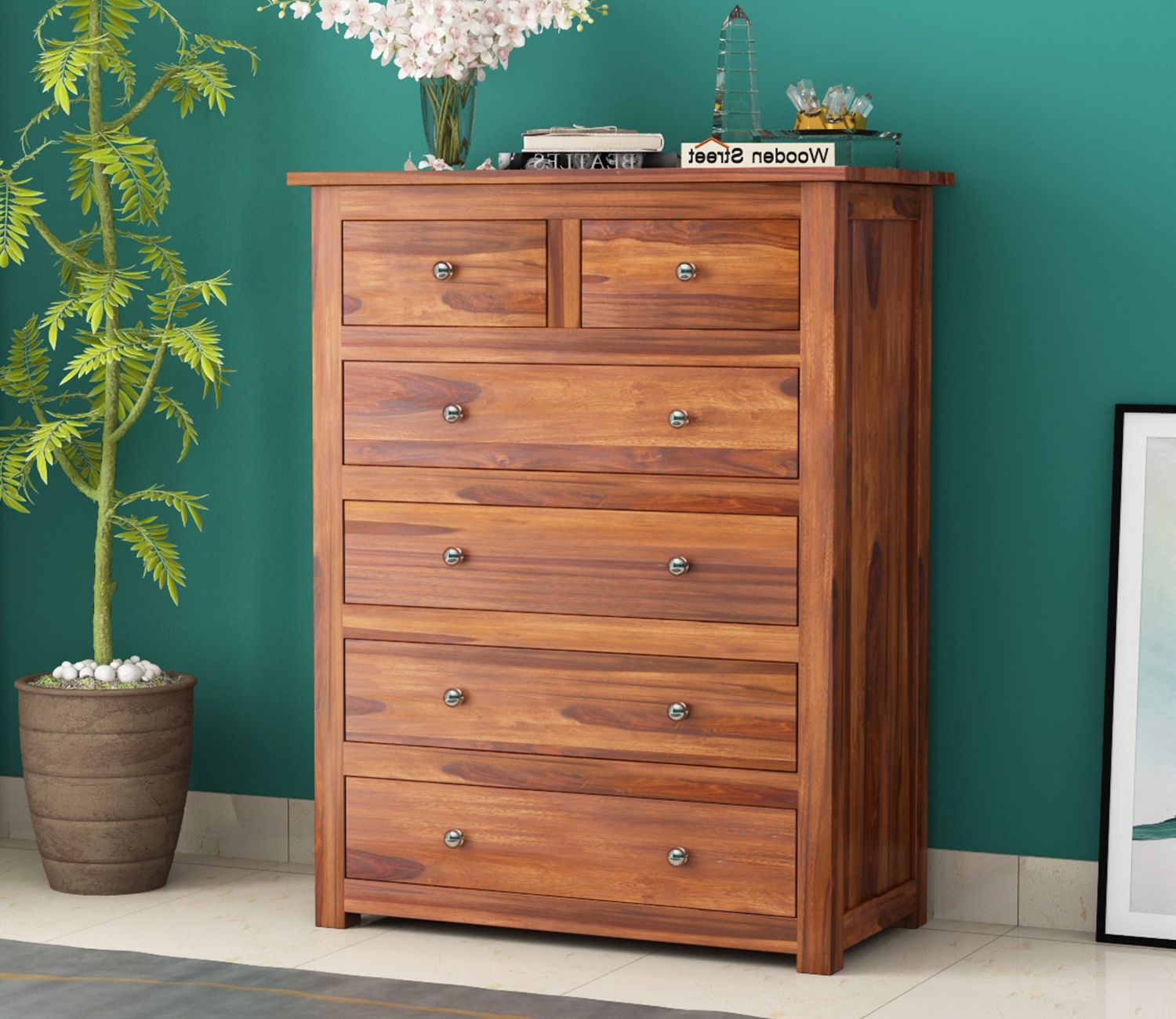 Buy Garry 6 Drawer Wooden Chest Of Drawers (honey Finish) Online In India  At Best Price – Modern Chest Of Drawers – Storage Furniture – Furniture –  Wooden Street Product Intended For Wood Cabinet With Drawers (Gallery 10 of 20)