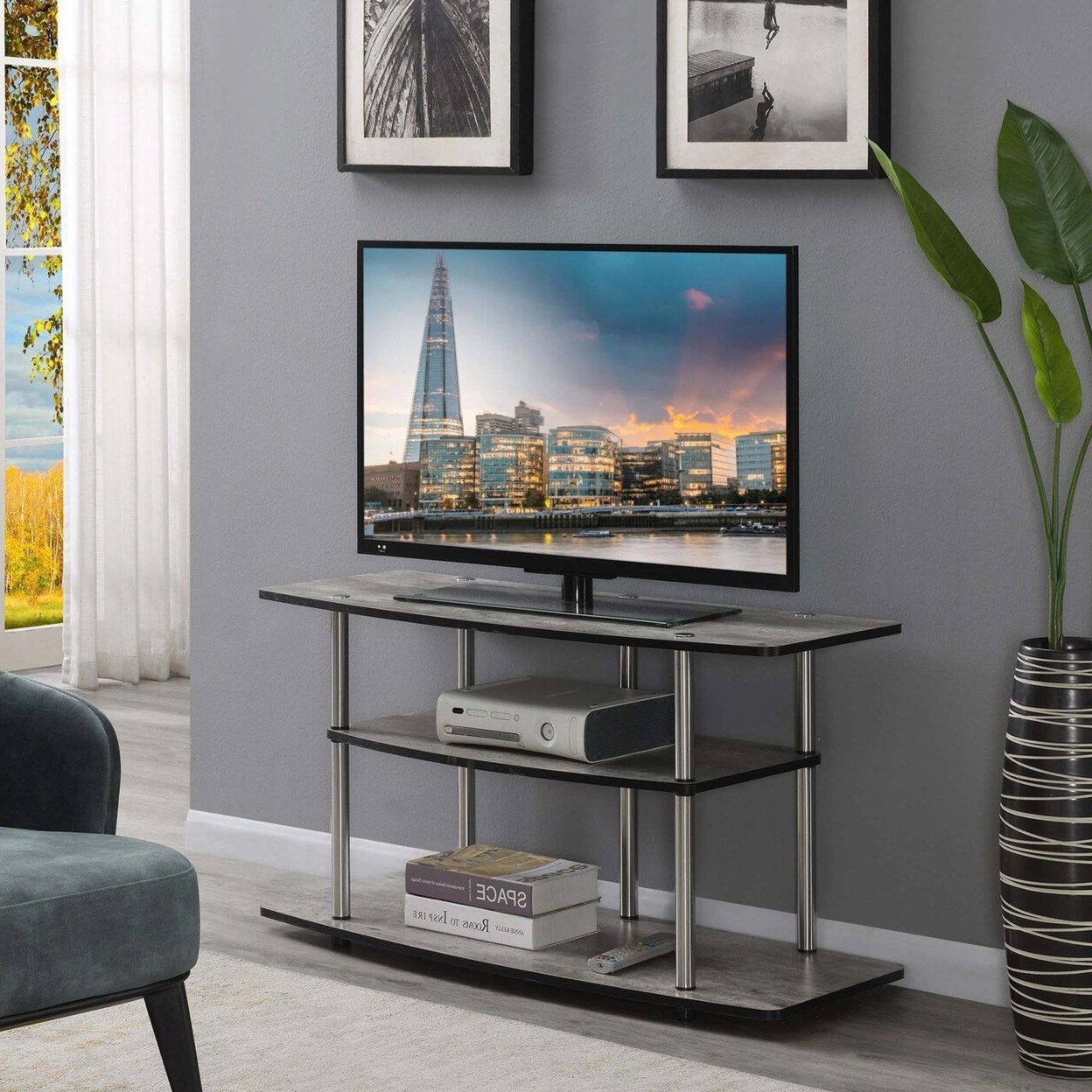 Convenience Concepts Designs2go 3 Tier Wide Tv Stand, Faux Birch | Michaels For Tier Stands For Tvs (View 9 of 20)