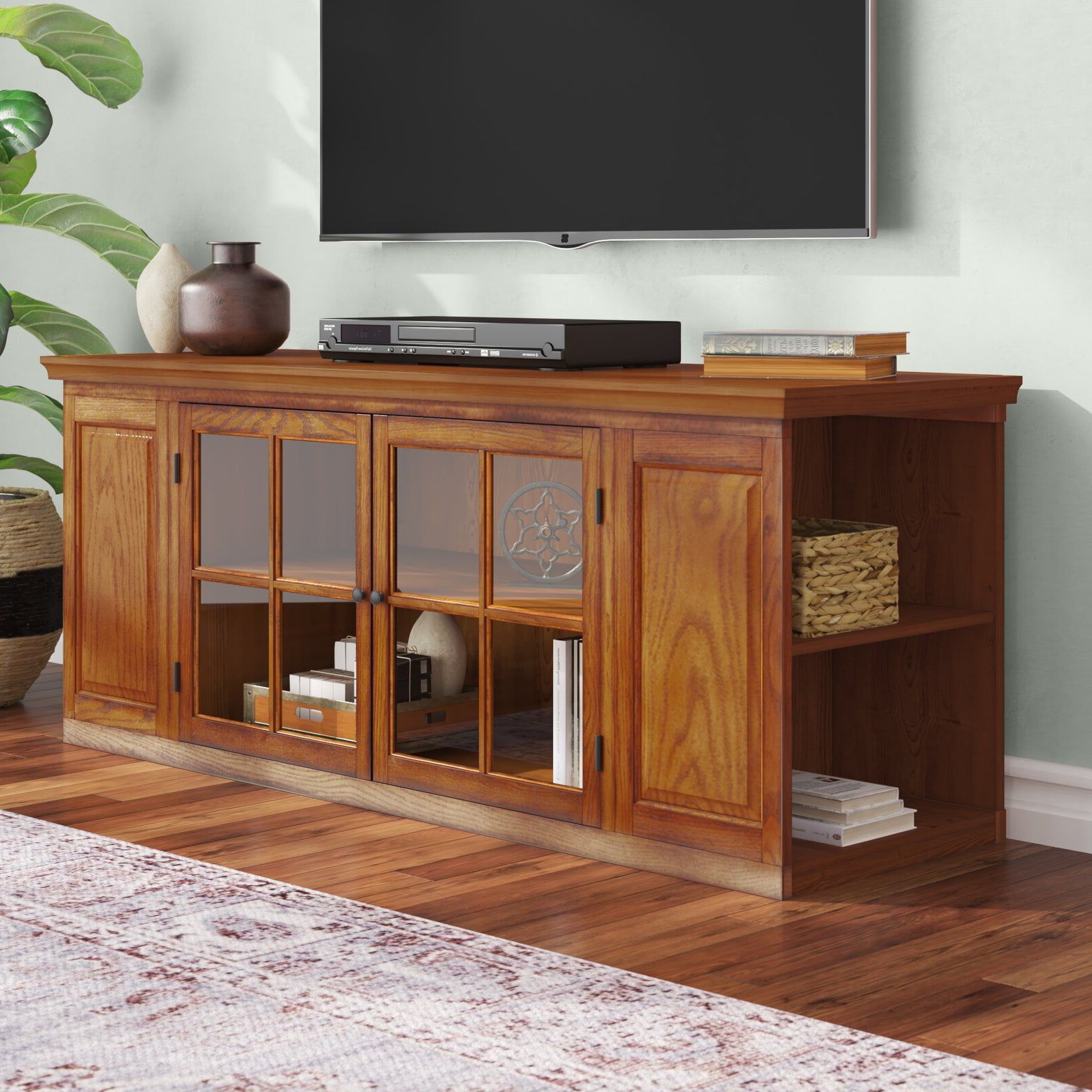 Crandall Tv Stand For Tvs Up To 70", Solid + Engineered Wood, Weight  Capacity: 250 Lb. – Walmart Within Oaklee Tv Stands (Gallery 13 of 20)