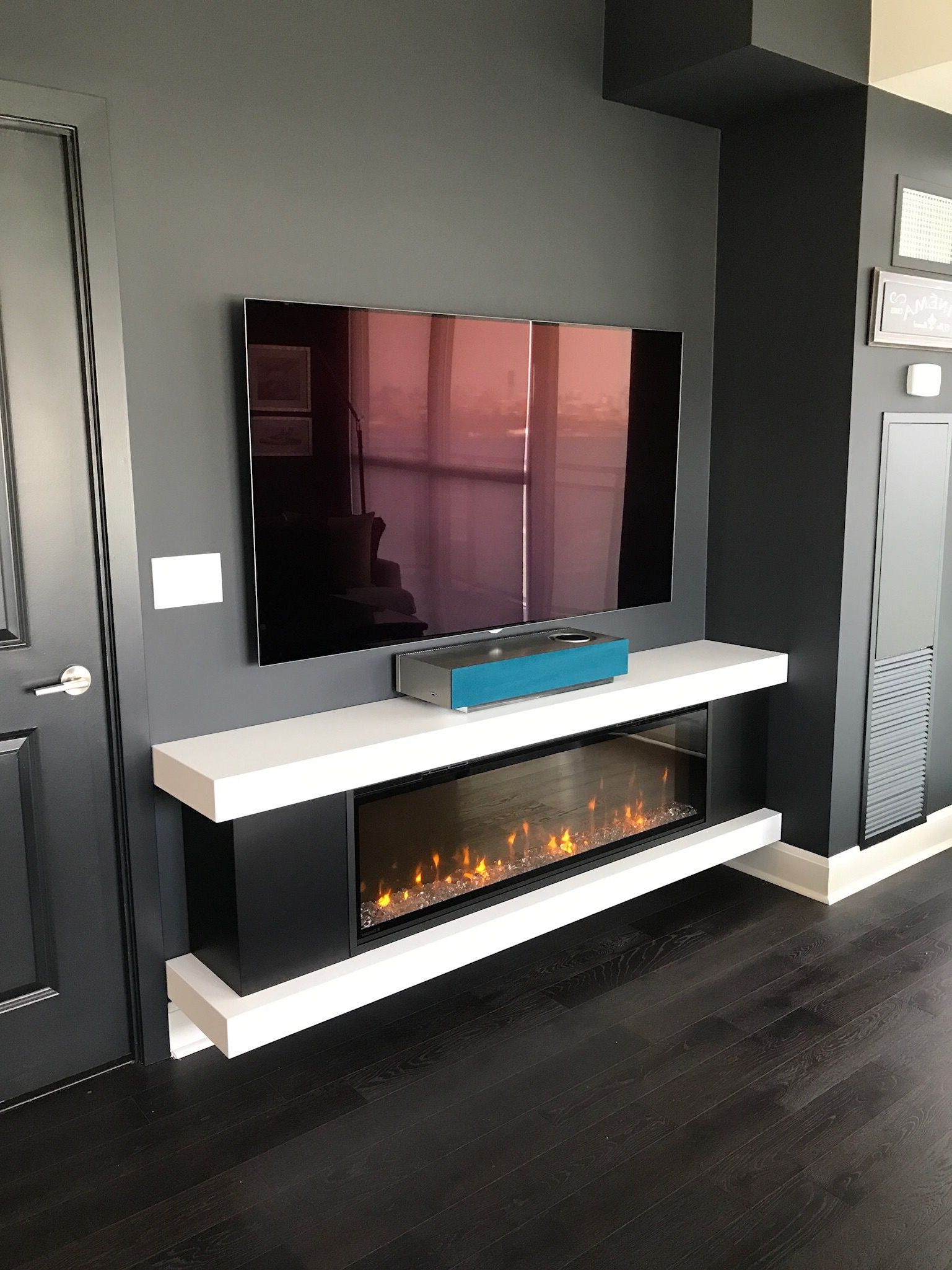 Custom Cabinet With A Regular Electric Fireplace. Private Residence  Toronto (View 4 of 20)