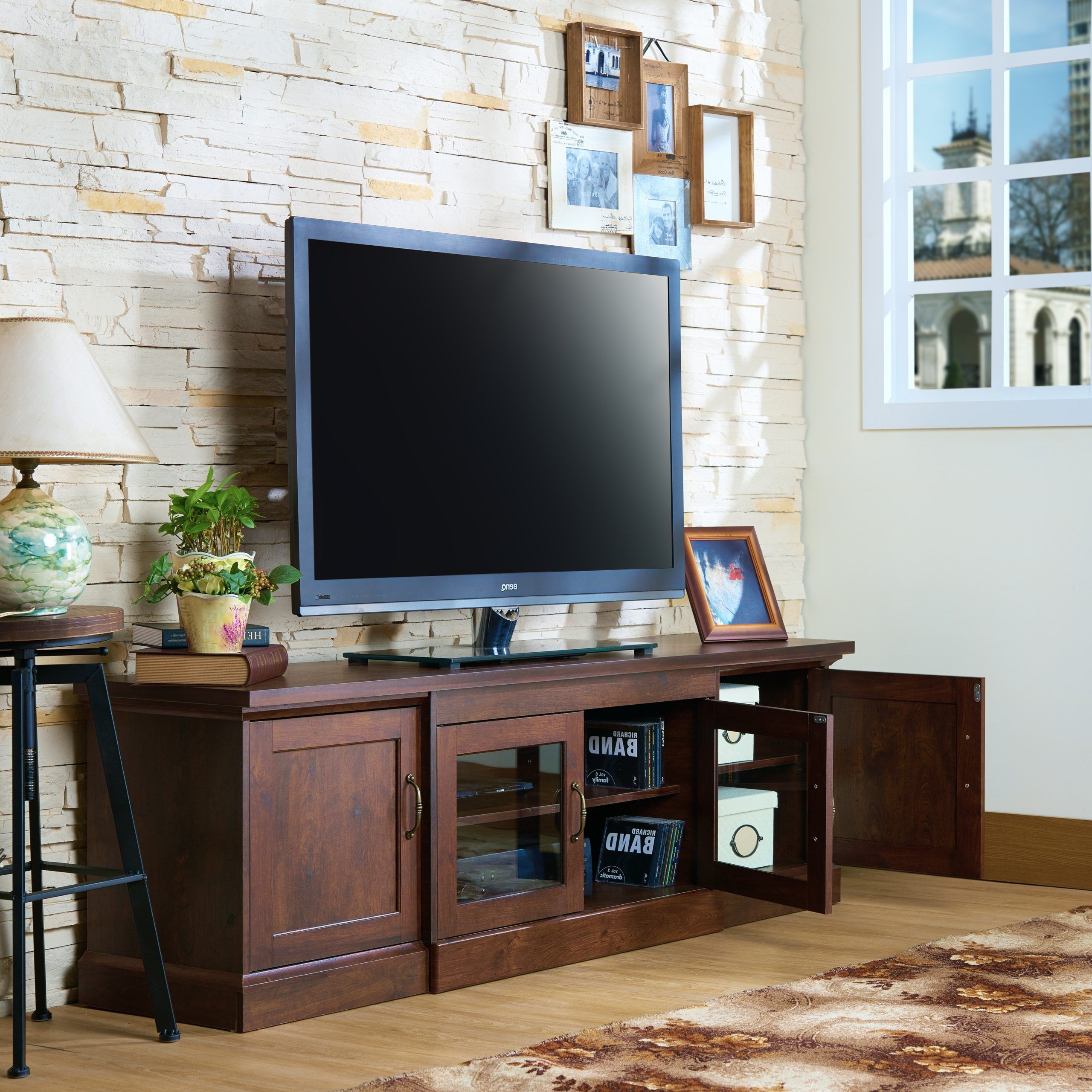 Dh Basic Timeless 68" Wide Walnut Entertainment Centerdenhour – On Sale  – Bed Bath & Beyond – 35205144 With Wide Entertainment Centers (View 12 of 20)