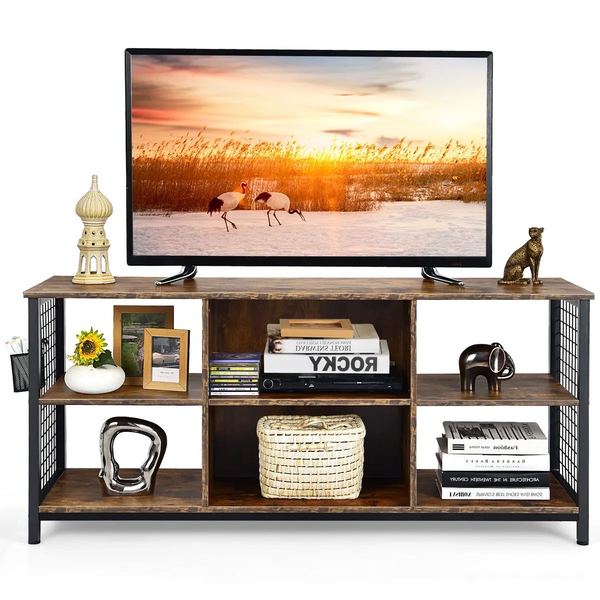 Entertainment Media Center 3 Tier Tv Stand For Tv's Up To 65" W/storage  Basket | Ebay Intended For Tier Stands For Tvs (View 3 of 20)