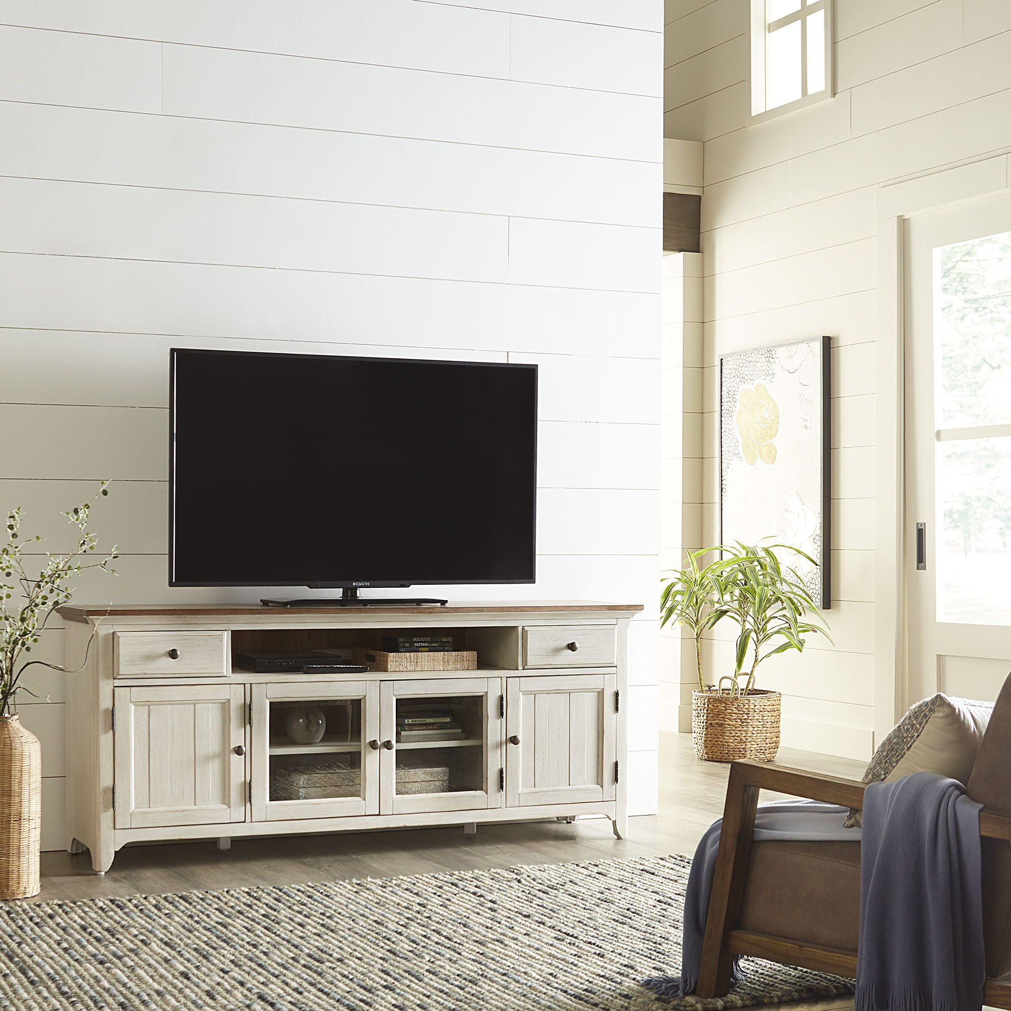 Farmhouse Reimagined – Entertainment 72" Tv Stand – White – Sjb Home Decor  – Cincinnati Furniture & Mattress Store Intended For Farmhouse Stands For Tvs (View 14 of 20)