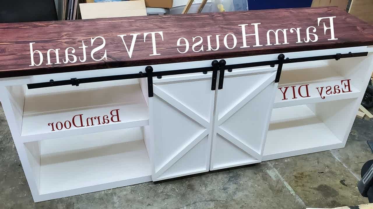 Farmhouse Tv Stand – Diy (part 2) – Youtube With Farmhouse Stands With Shelves (View 10 of 20)