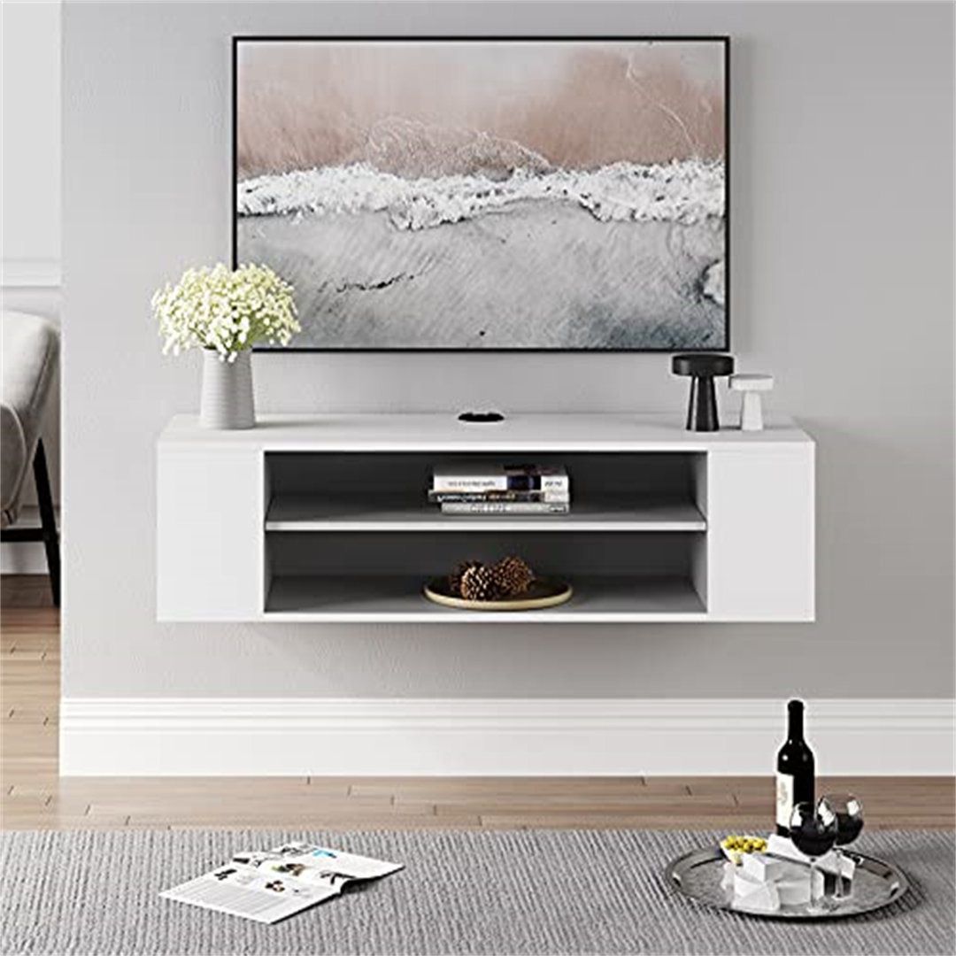 Floating Tv Stand Shelf Wall Mounted Entertainment Center Floating Cabinet  Media Console Storage Hutch Under Tv Grey, 39 Inchwayfair | Ufurnish In Floating Stands For Tvs (Gallery 15 of 20)