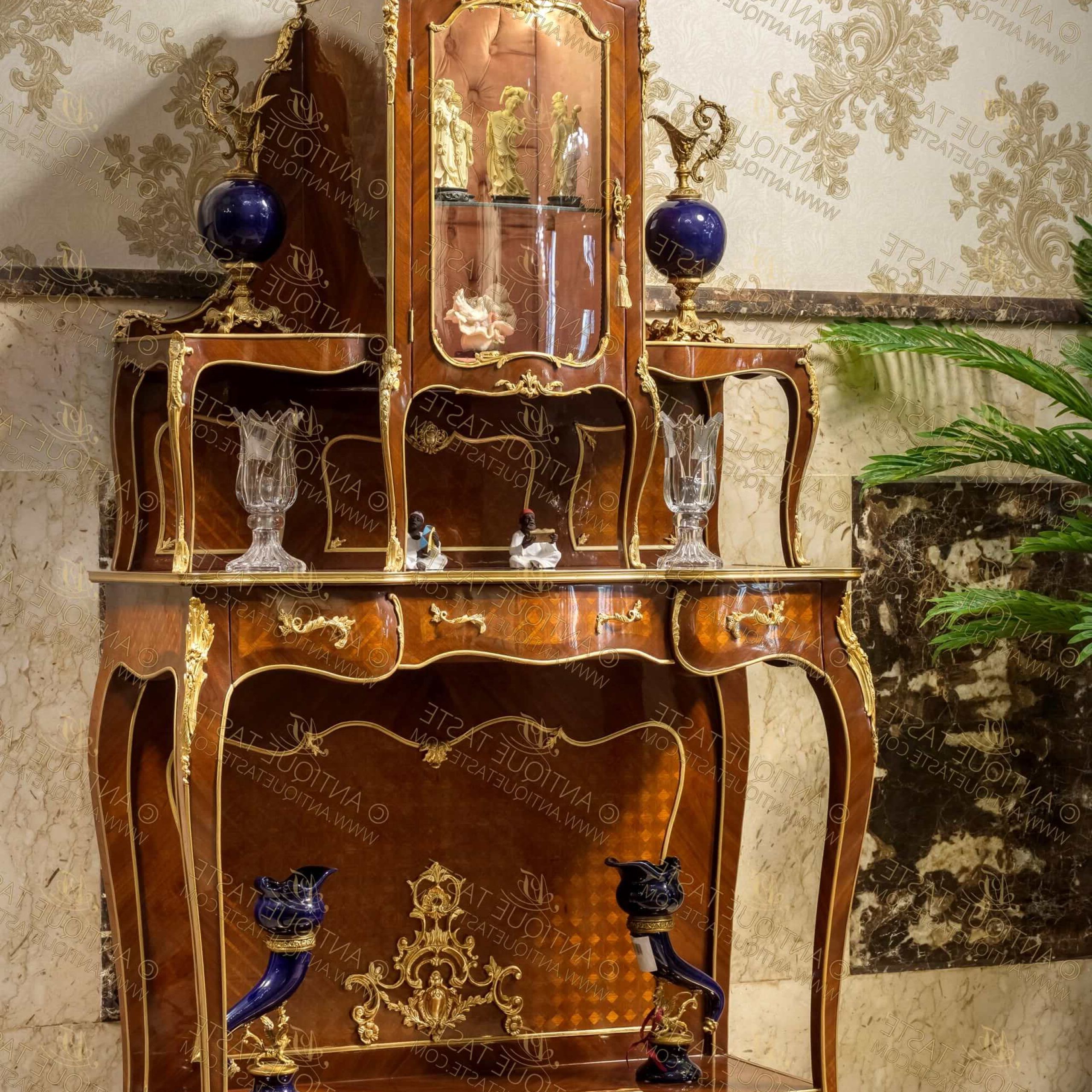 Francois Linke Louis Xv Style Ormolu Mounted Royal Two Tier Parquetry  Console De Desserte And Vitrine Cabinet Regarding Versailles Console Cabinets (View 13 of 20)