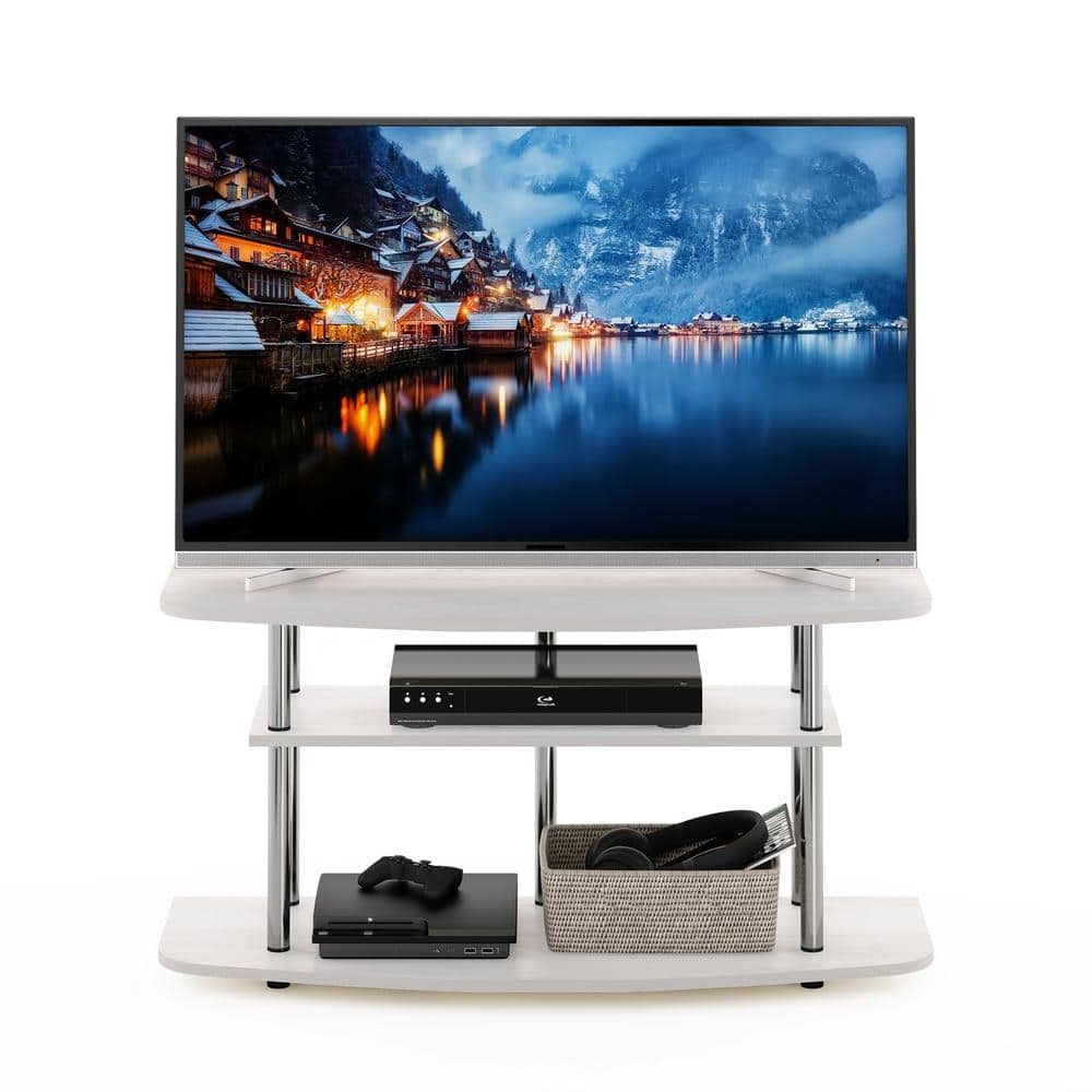 Furinno Frans 41 In. White Oak Turn N Tube 3 Tier Tv Stand Fits Tv's Up To  46 In. 19106wok – The Home Depot With Regard To Romain Stands For Tvs (Gallery 10 of 20)