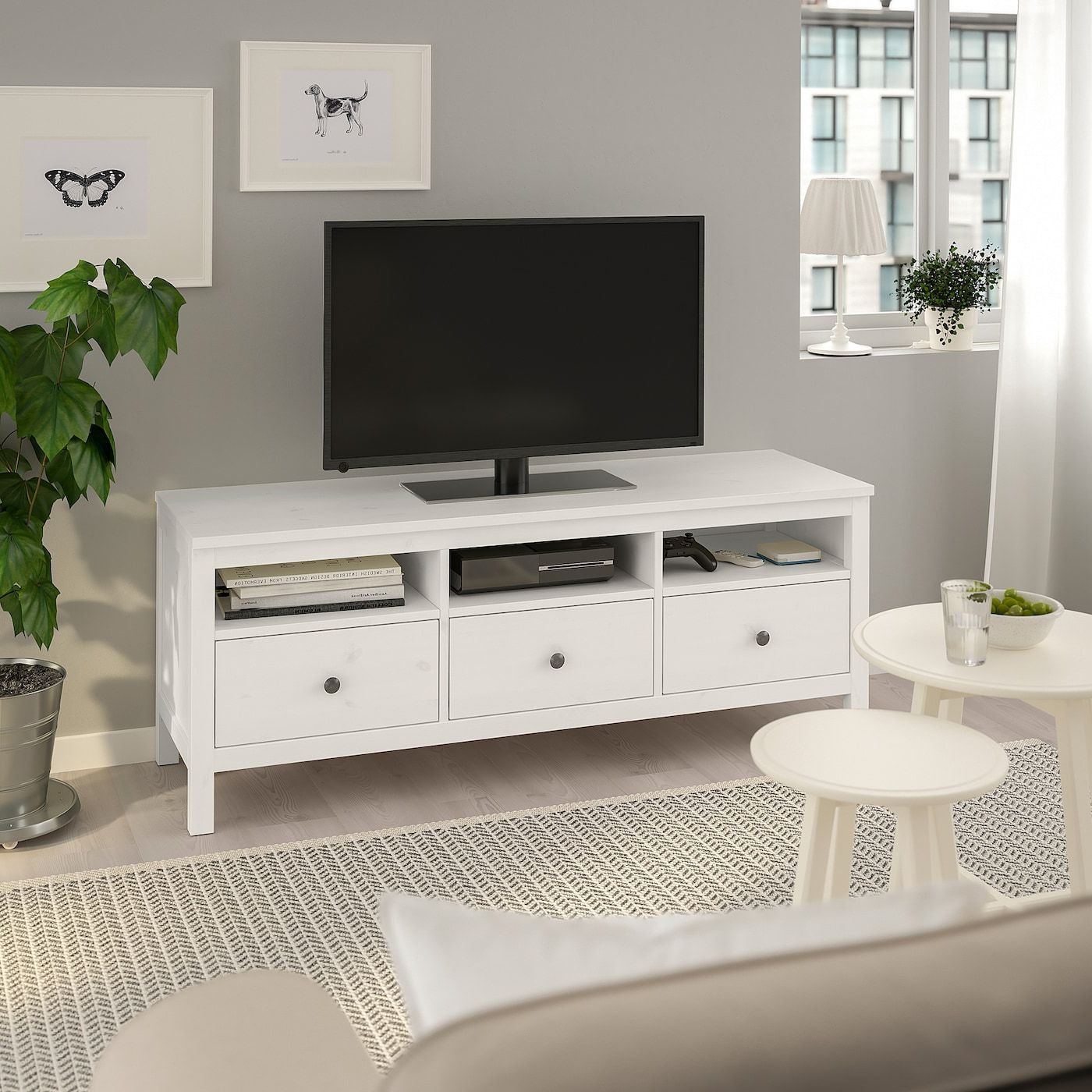 Hemnes Tv Unit, White Stain, 58 1/4x18 1/2x22 1/2" – Ikea Within White Tv Stands Entertainment Center (View 14 of 20)