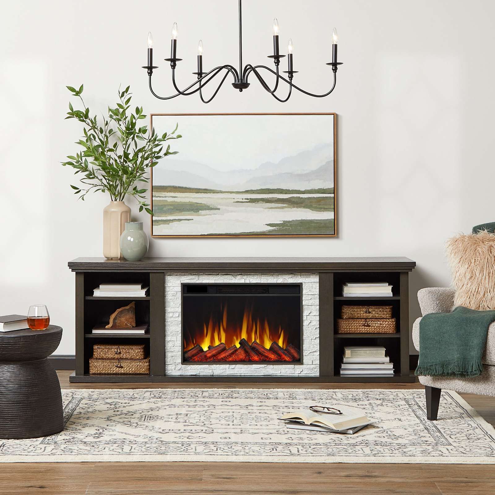 Kenai Slim Electric Fireplace Tv Stand – Real Flame® In Electric Fireplace Tv Stands (View 17 of 20)