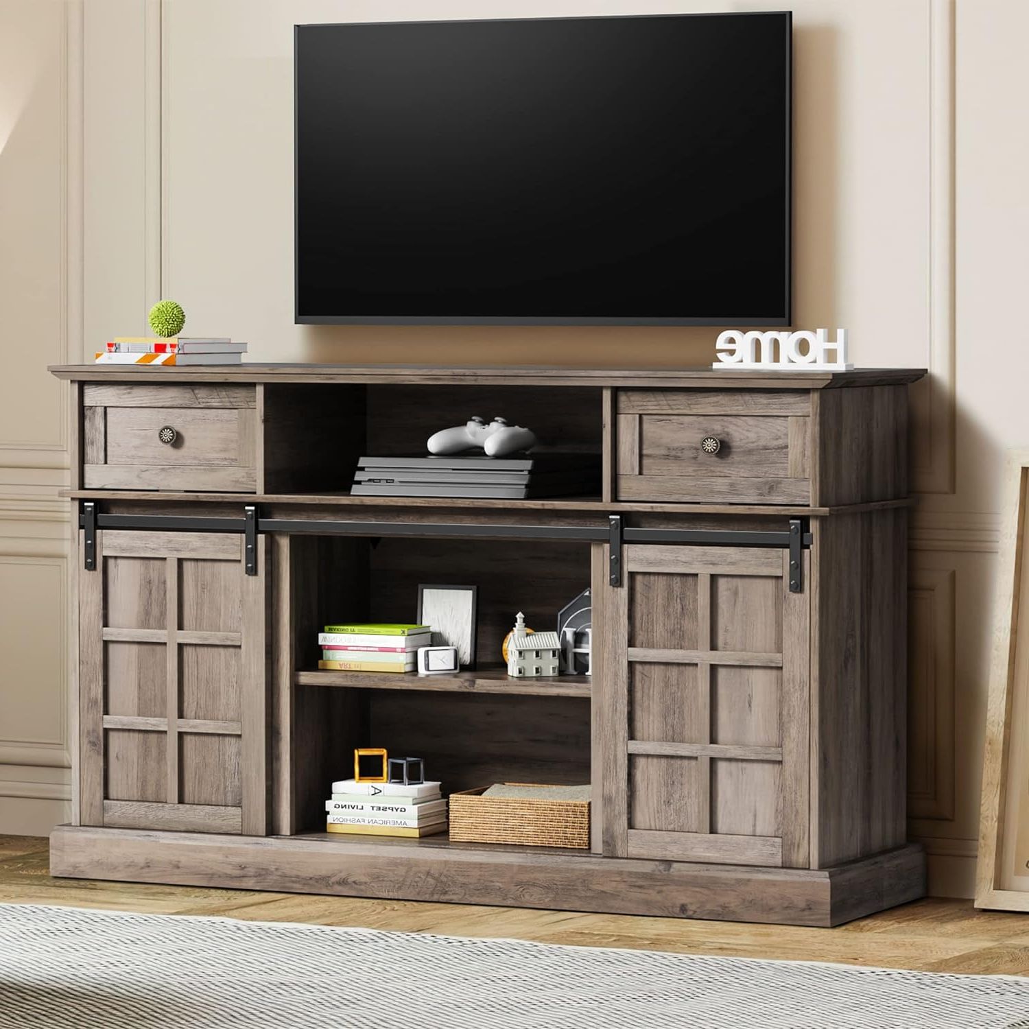 Lghm Entertainment Center, Farmhouse Tv Stand For 65 Nepal | Ubuy Intended For Farmhouse Media Entertainment Centers (Gallery 14 of 20)