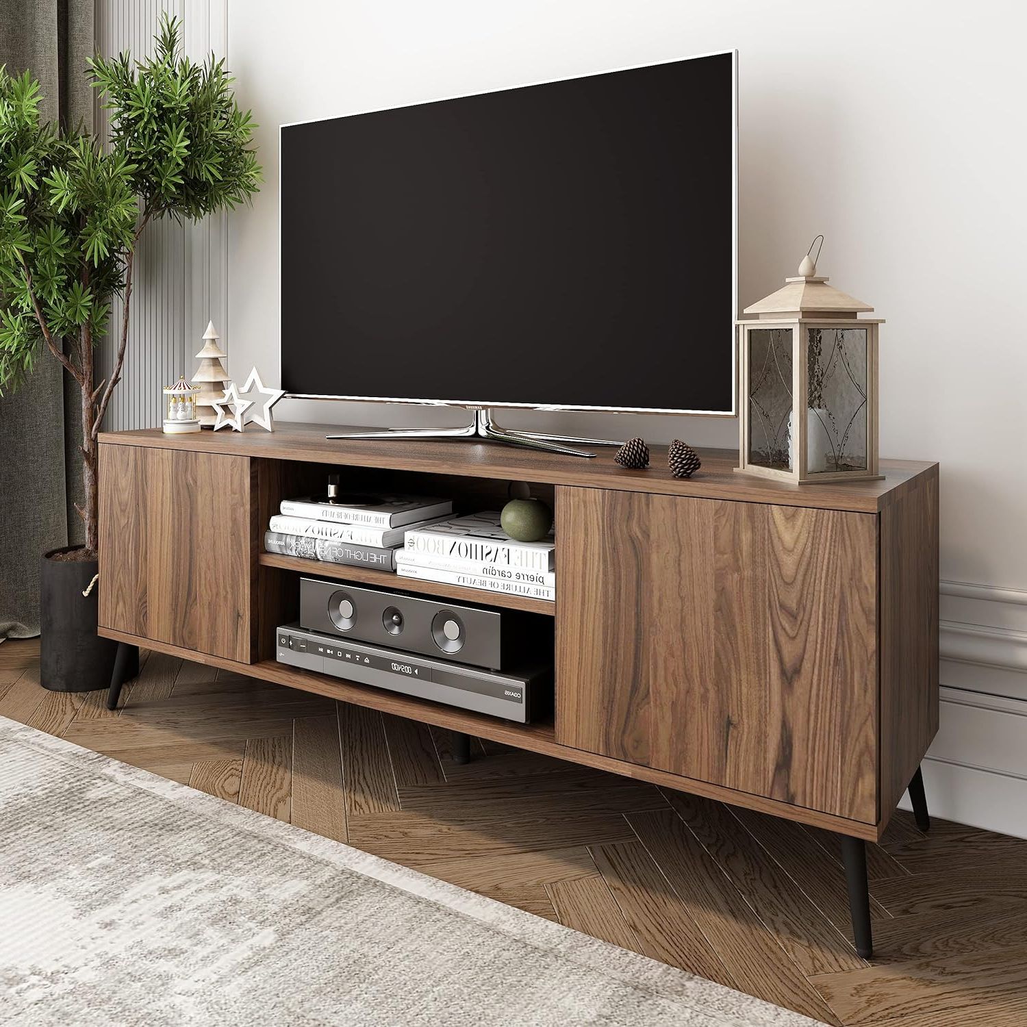 Mid Century Modern Tv Stand For 58 Inch India | Ubuy With Regard To Tier Stand Console Cabinets (View 13 of 20)