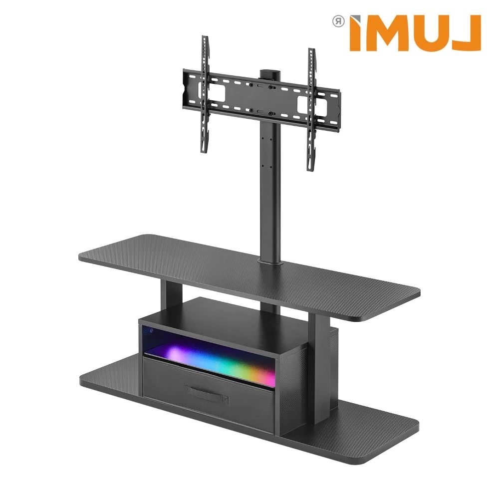 Modern Living Room Furniture Entertainment Center Large Display Swivel Black  Tv Mount Floor Stand With Shelf And Led Rgb Light – China Tv Stand, Tv  Floor Stand | Made In China For Black Rgb Entertainment Centers (View 15 of 20)