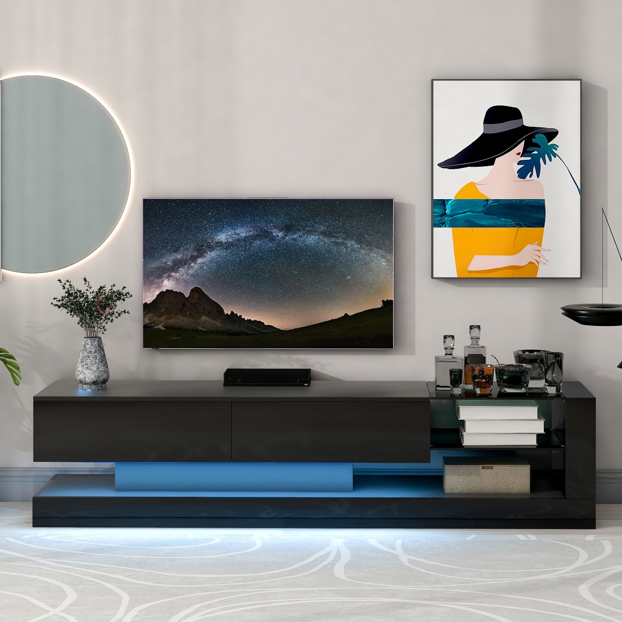 Modern Minimalist Style 70" Tv Stand With 16 Color Rgb Led Light & 2 Media  Storage Cabinets, Classic Tv Cabinet For Living Room – Bed Bath & Beyond –  37386620 Throughout Rgb Tv Entertainment Centers (Gallery 1 of 20)