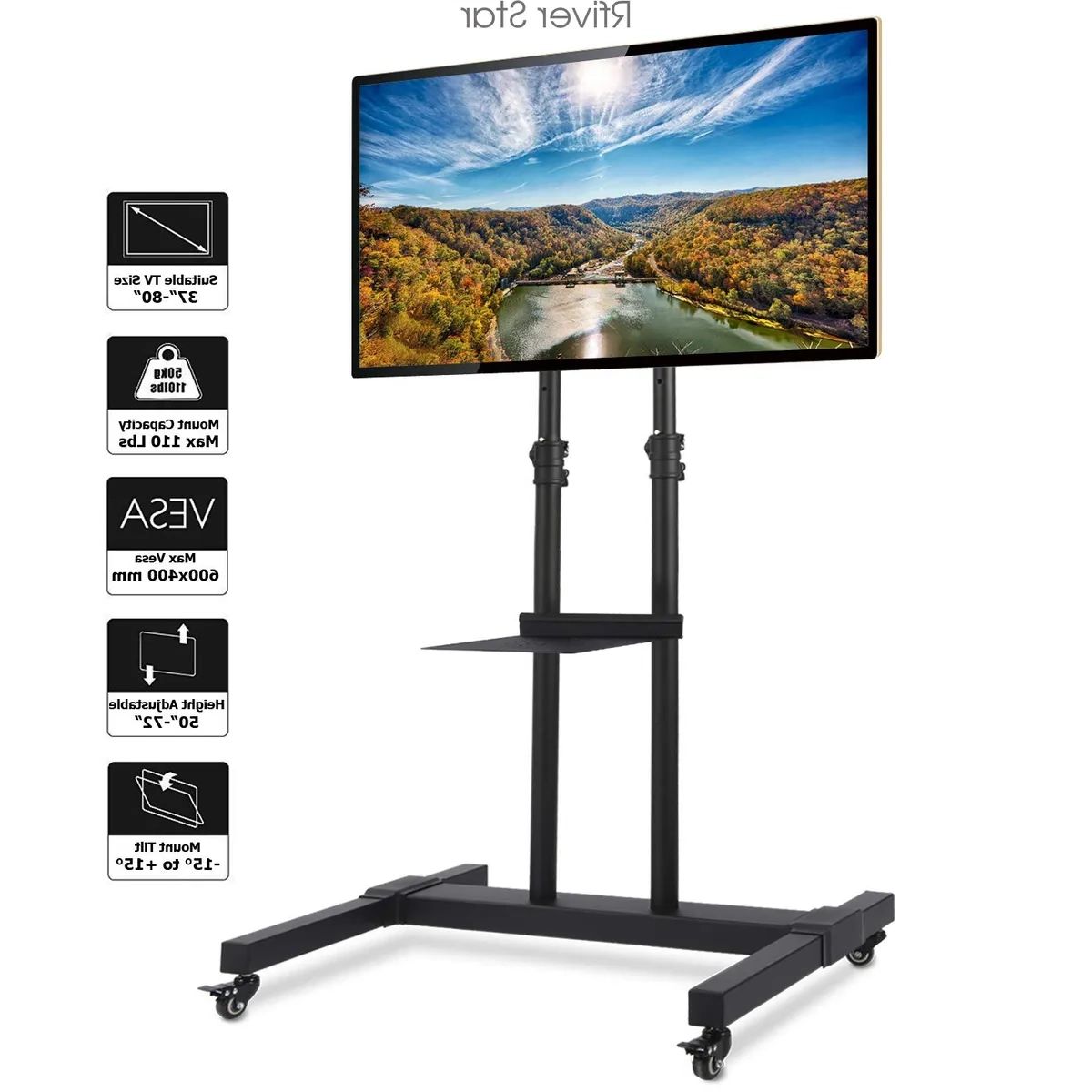 Modern Mobile Rolling Tv Stand For 37" 80" Flat Screen/curved Tvs | Ebay Throughout Modern Rolling Tv Stands (Gallery 18 of 20)