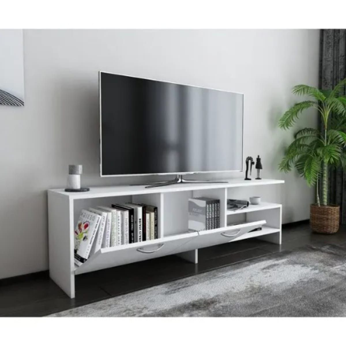 Modern Tv Stand Modern With Storage – White | Konga Online Shopping Within Modern Stands With Shelves (View 13 of 20)