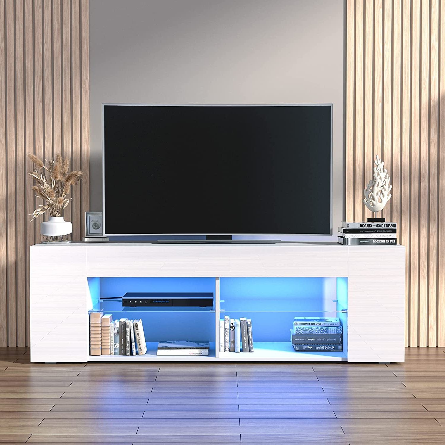 Modern White Tv Stand With Led Lights And Ample France | Ubuy In Tv Stands With Lights (View 18 of 20)