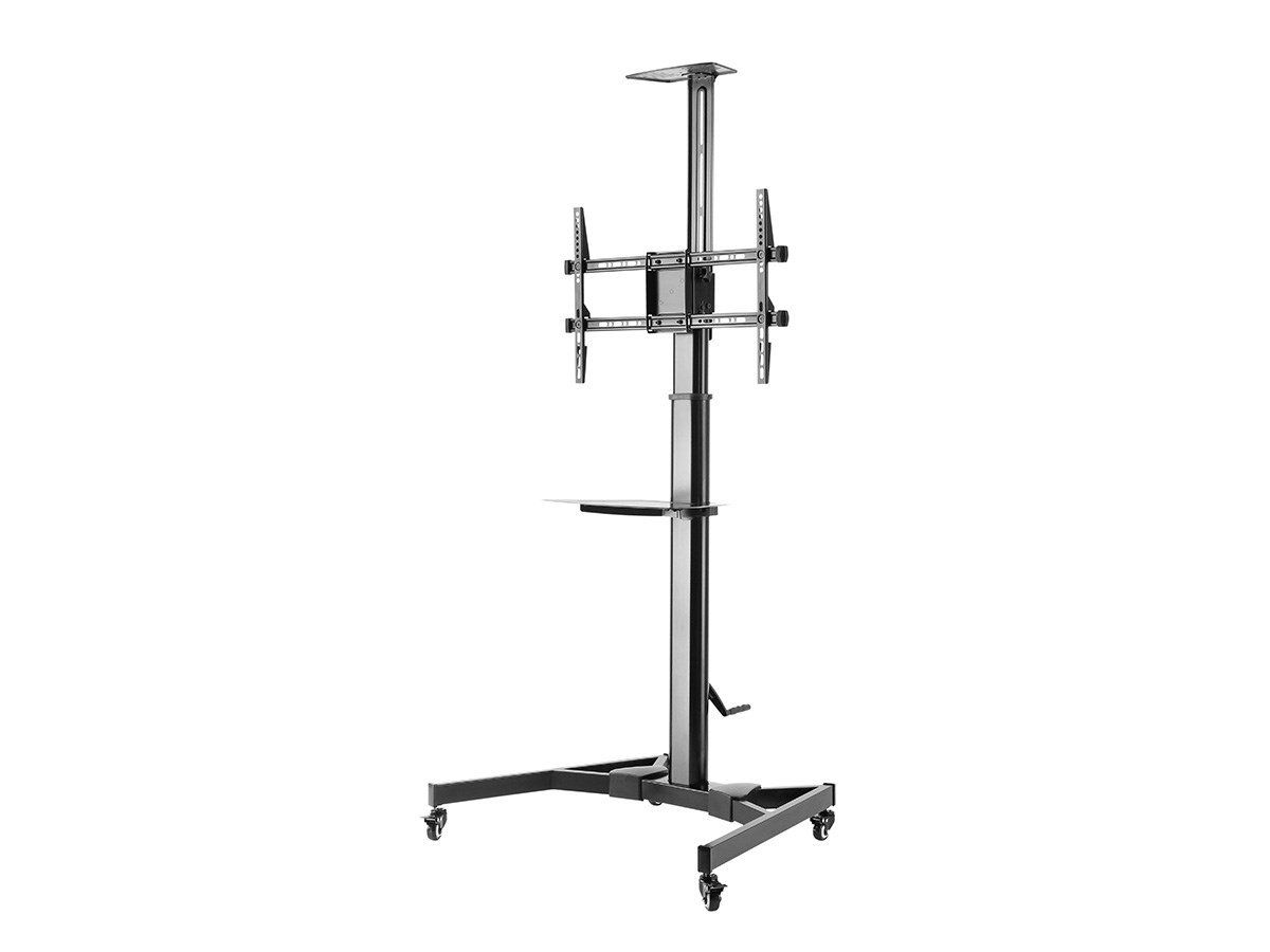 Monoprice Platinum Tilt Rolling Tv Cart Stand Height Adjustable With Shelf  For 37" To 70" Tvs Up To 110lbs, Max Vesa 600x400 – Monoprice Within Mobile Tilt Rolling Tv Stands (Gallery 9 of 20)
