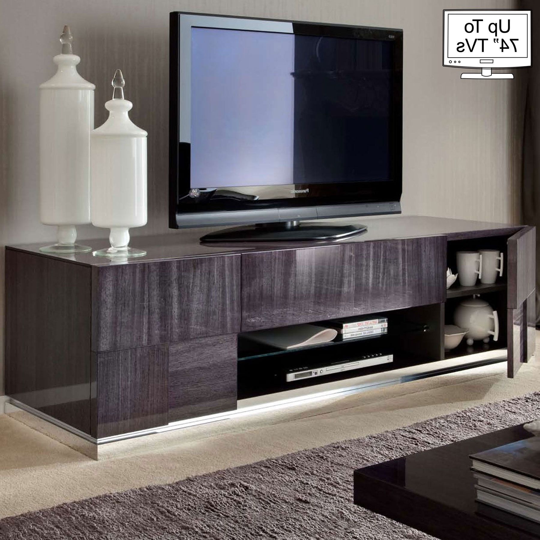 Monza High Gloss Tv Stand For Up To 74" Tvs In Cafe Tv Stands With Storage (View 16 of 20)