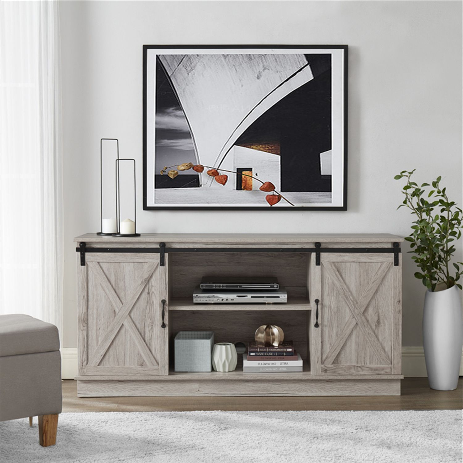 Naomi Home Rylee Farmhouse Style 60" Tv Console Cabinet With Sliding Barn  Doors – Naomi Home Throughout Modern Farmhouse Barn Tv Stands (View 8 of 20)