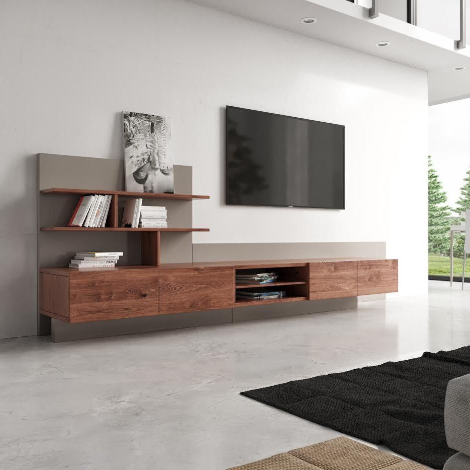 Nova Domus Pompeii Contemporary Grey & Walnut Tv Stand Intended For Walnut Entertainment Centers (Gallery 4 of 20)