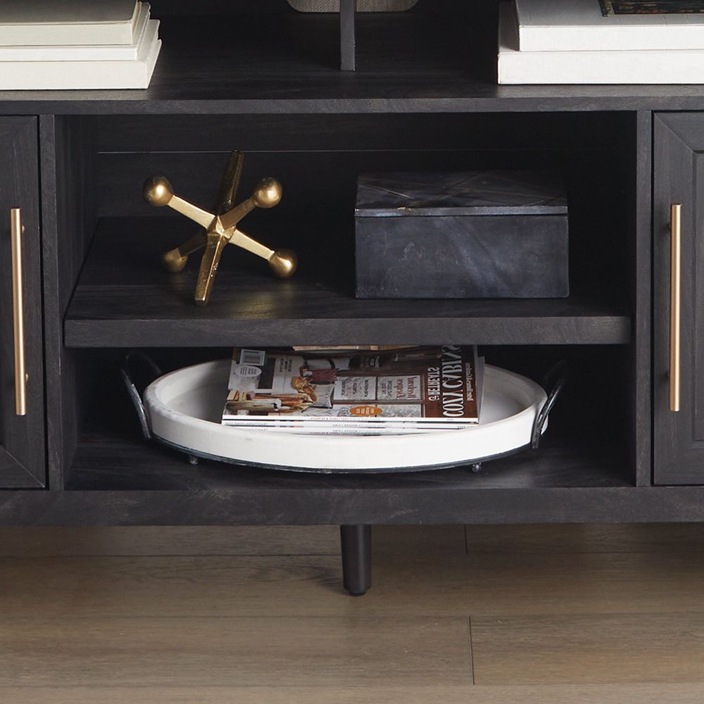 Oaklee 60in Charcoal Tv Console | Whalen Furniture Inside Oaklee Tv Stands (View 9 of 20)