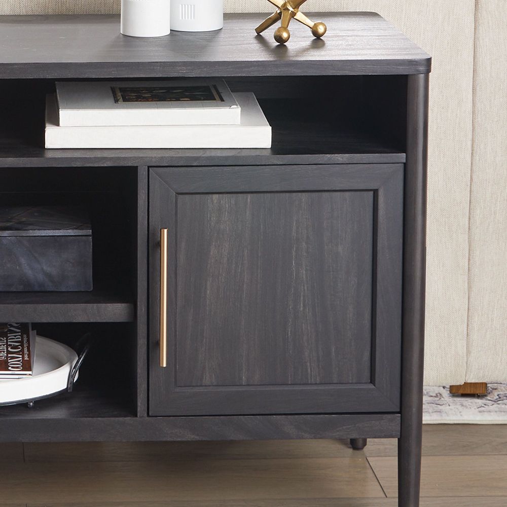 Oaklee 60in Charcoal Tv Console | Whalen Furniture Regarding Oaklee Tv Stands (Gallery 8 of 20)