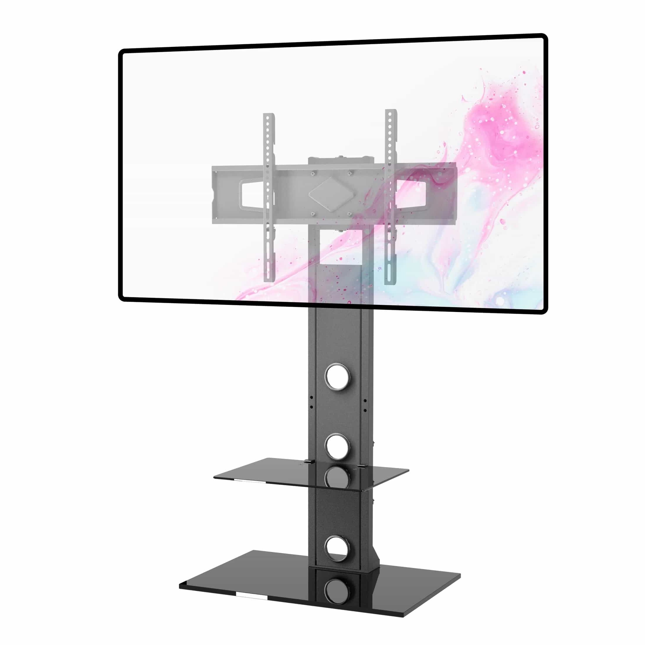 Promounts Universal Swivel Floor Tv Stand Mount For 37 72 Inch Screens With  Adjustable Av Shelf (atmss6401 X2) Throughout Universal Floor Tv Stands (View 14 of 20)