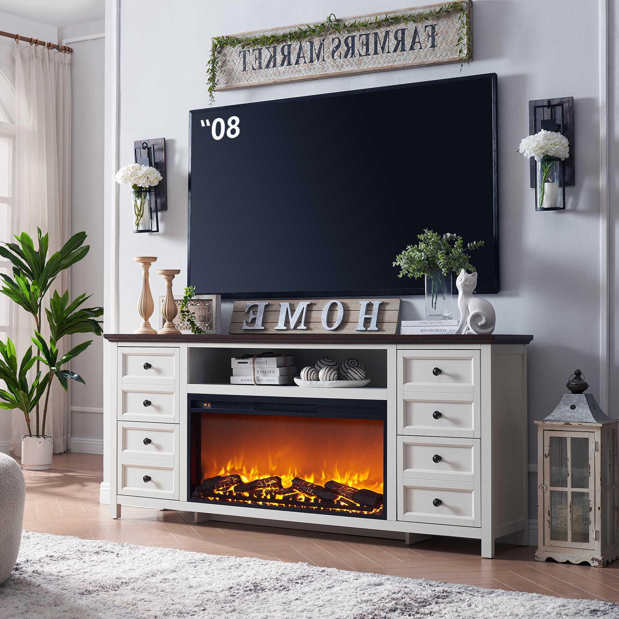 Red Barrel Studio® Conogher Tv Stand For Tvs Up To 80" With Electric  Fireplace Included & Reviews | Wayfair With Regard To Tv Stands With Electric Fireplace (Gallery 16 of 20)
