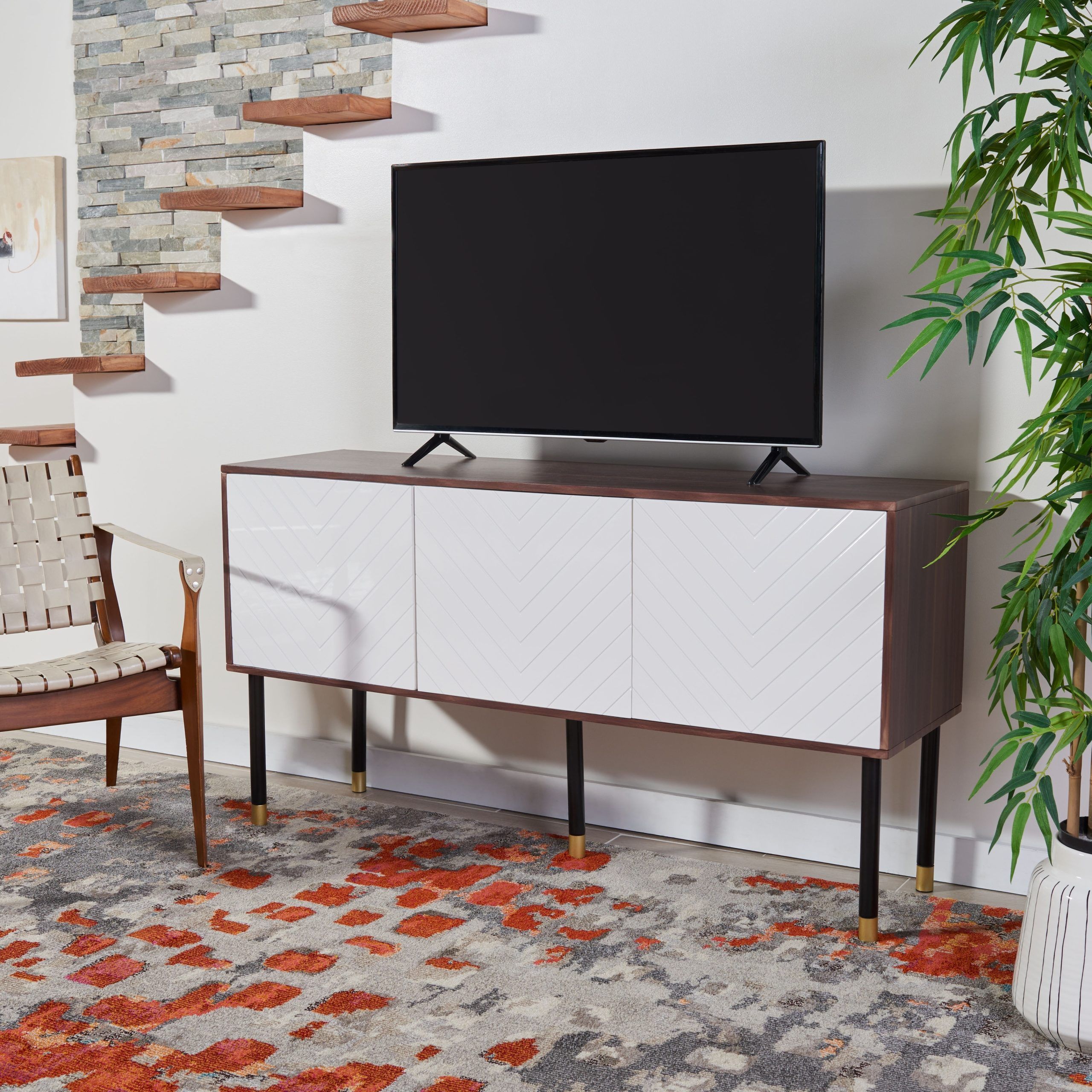 Safavieh Oakley Mid Century Modern Media 55" Tv Stand – 55.1" W X 15.8" L X  29.5" H – On Sale – Bed Bath & Beyond – 30385285 With Regard To Oaklee Tv Stands (Gallery 14 of 20)