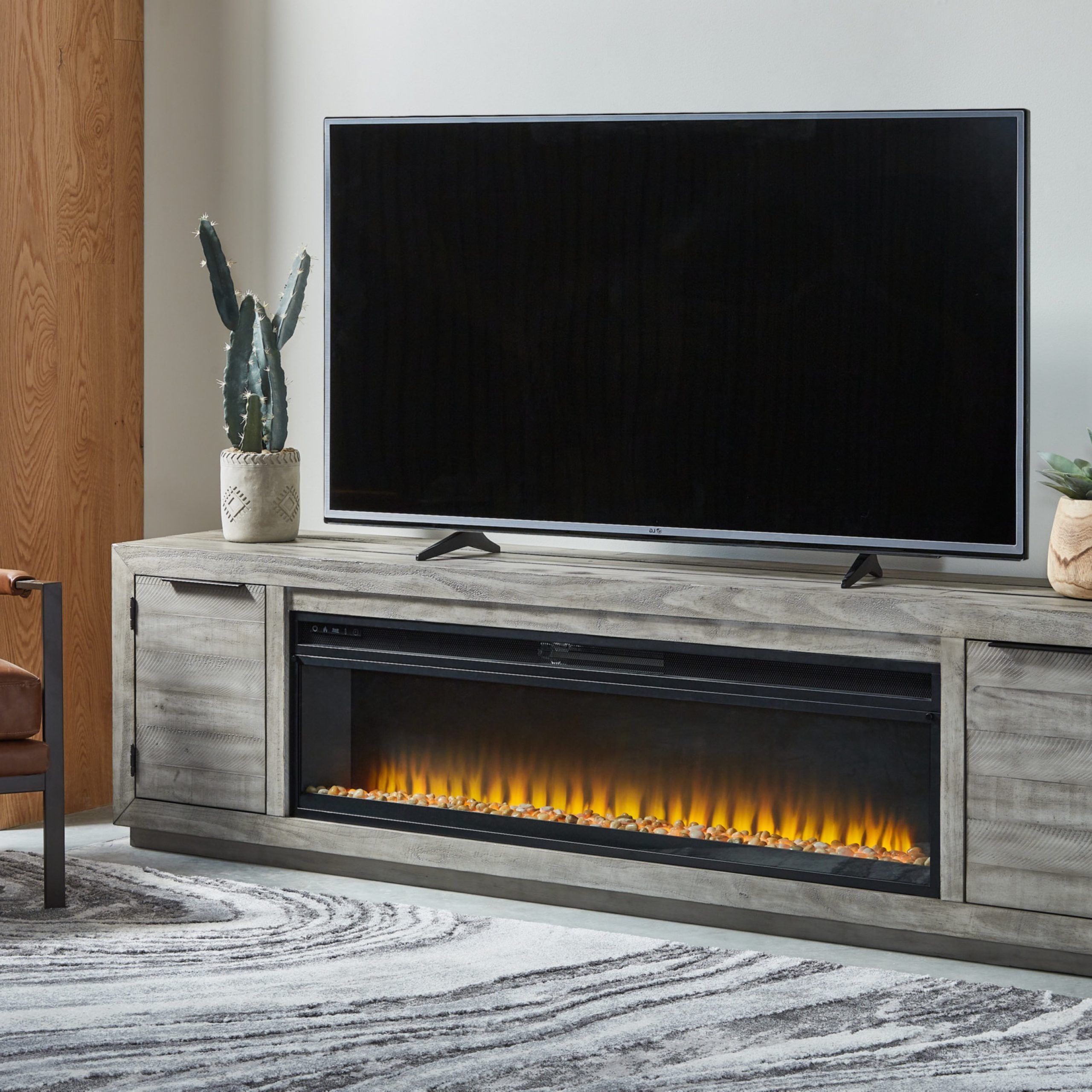 Signature Designashley Naydell Tv Stand For Tvs Up To 88" With Electric  Fireplace Included & Reviews | Wayfair For Electric Fireplace Entertainment Centers (View 11 of 20)