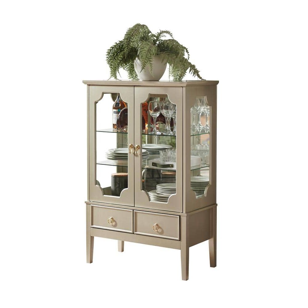Signature Home Signaturehome Versailles Gold Finish 43 In. H Curio Storage  Cabinet With 3 Interior Shelves (View 5 of 20)